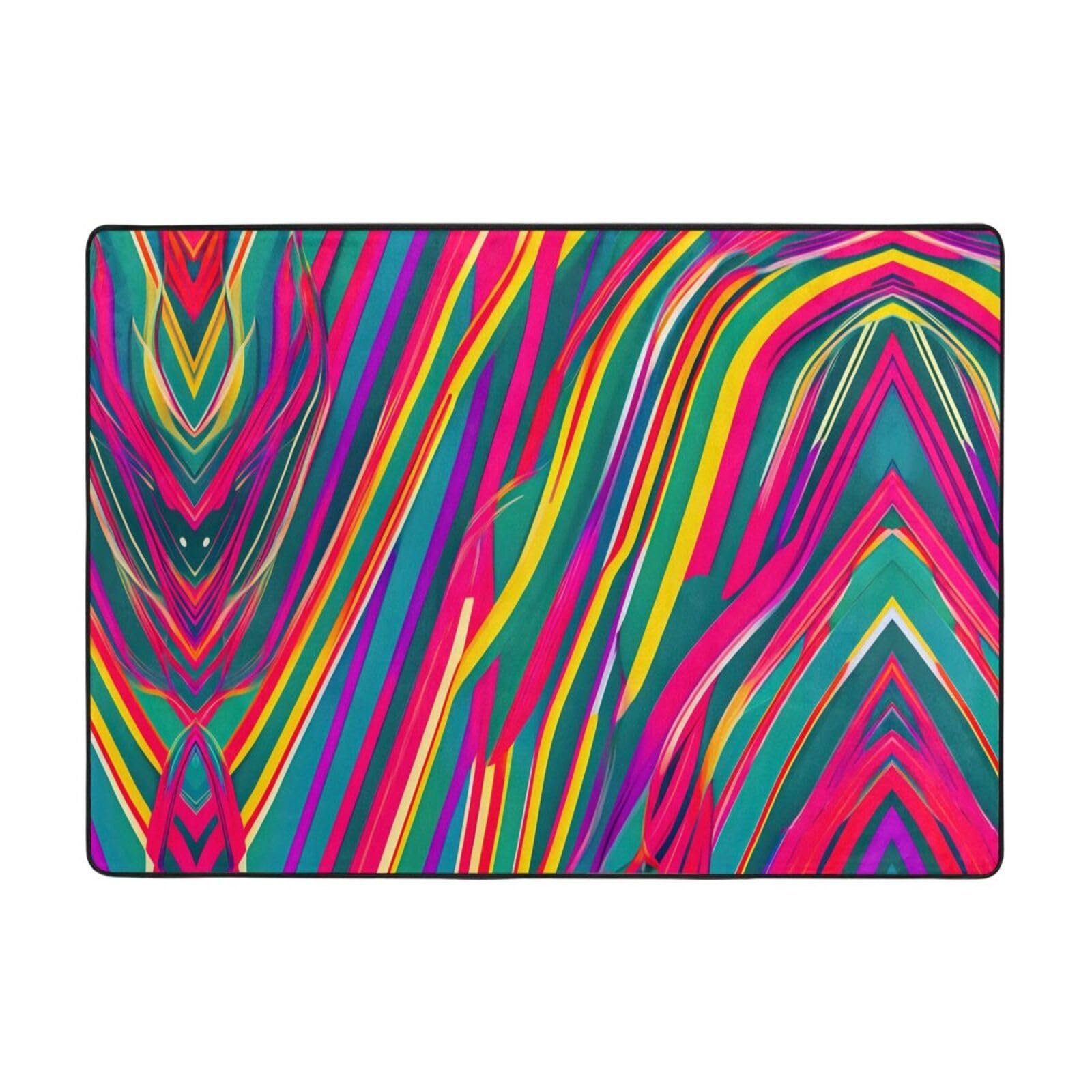 Tapis arc-en-ciel décoratif aux lignes élégantes 203 cm