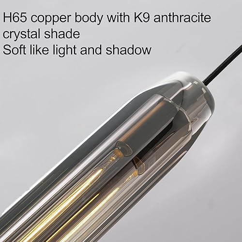 Miniatura 6 de Luces Colgantes Luces Colgantes para Isla de Cocina Lámparas Colgantes Luz Colgante de Cocina Luz Colgante Gris Humo Pantalla de Cristal Luces Gris