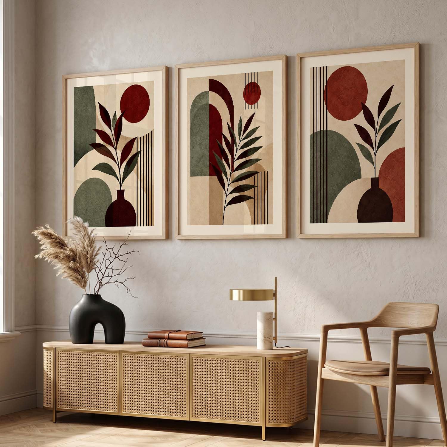 BOHO Wall Art Set - 3 Framed Prints -24