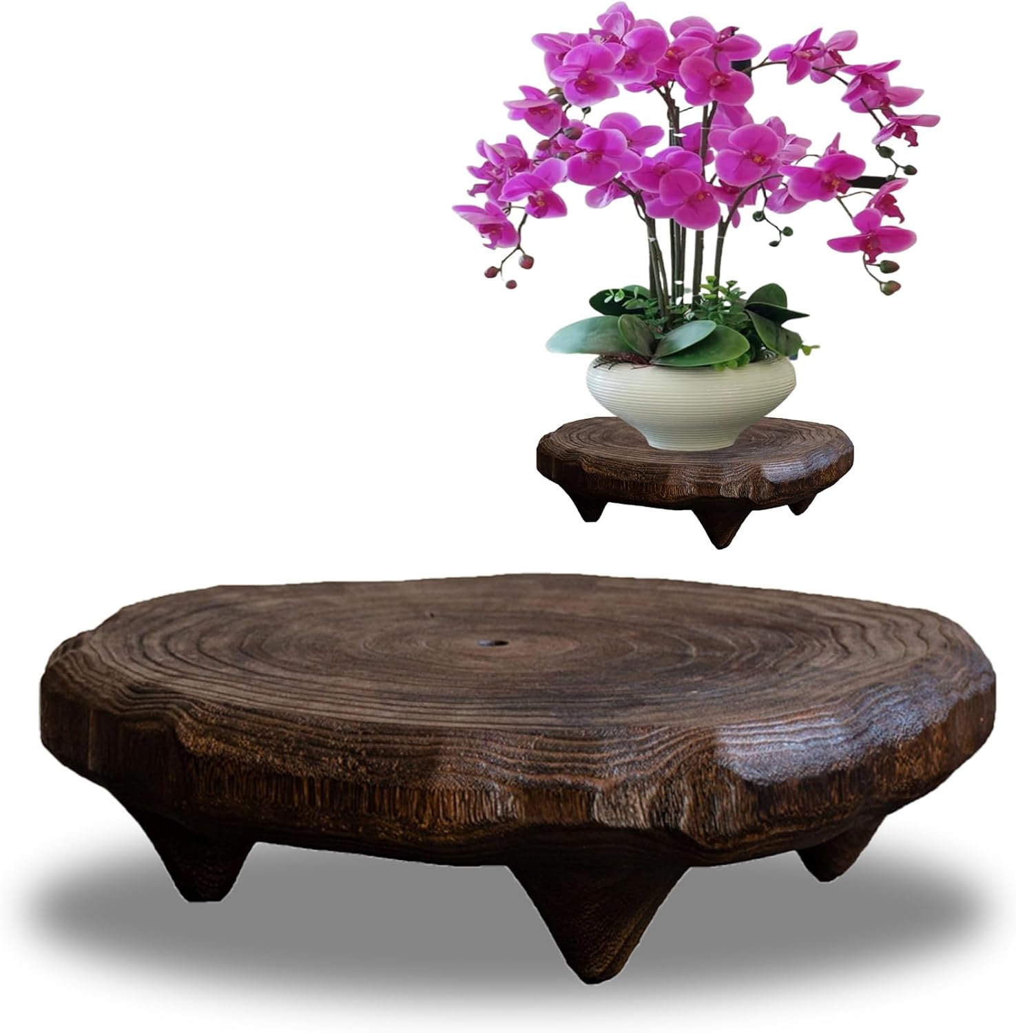 Wooden Plant Stands Indoor Plant Stand for Vase Fishbowl Flower Pot Lamp Stump Base Vintage Display Rack Decor (Brown)