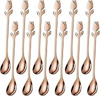 Vista 11 de Juego de 12 Mini Cucharas de Café con Mango de Tulipán/Rosa Plateado - Acero Inoxidable de 6" para Espresso, Té, Postre - Ideal para Demitasse