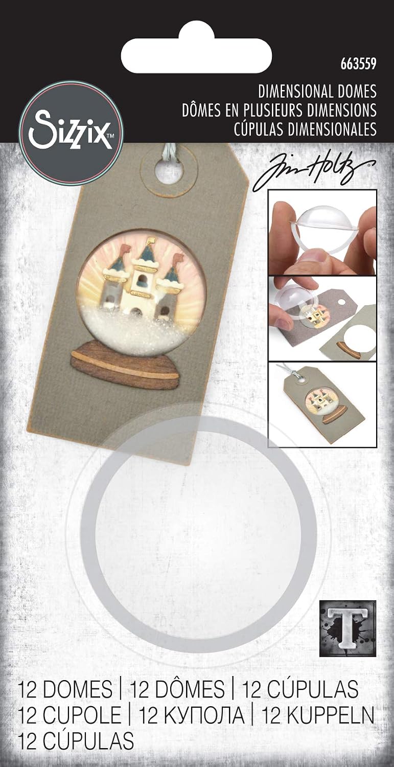 Sizzix Accessory Dimensional Domes, 12PK Inspired by Tim Holtz, us:one size, 12 Pack / 1.4" 12 Piece