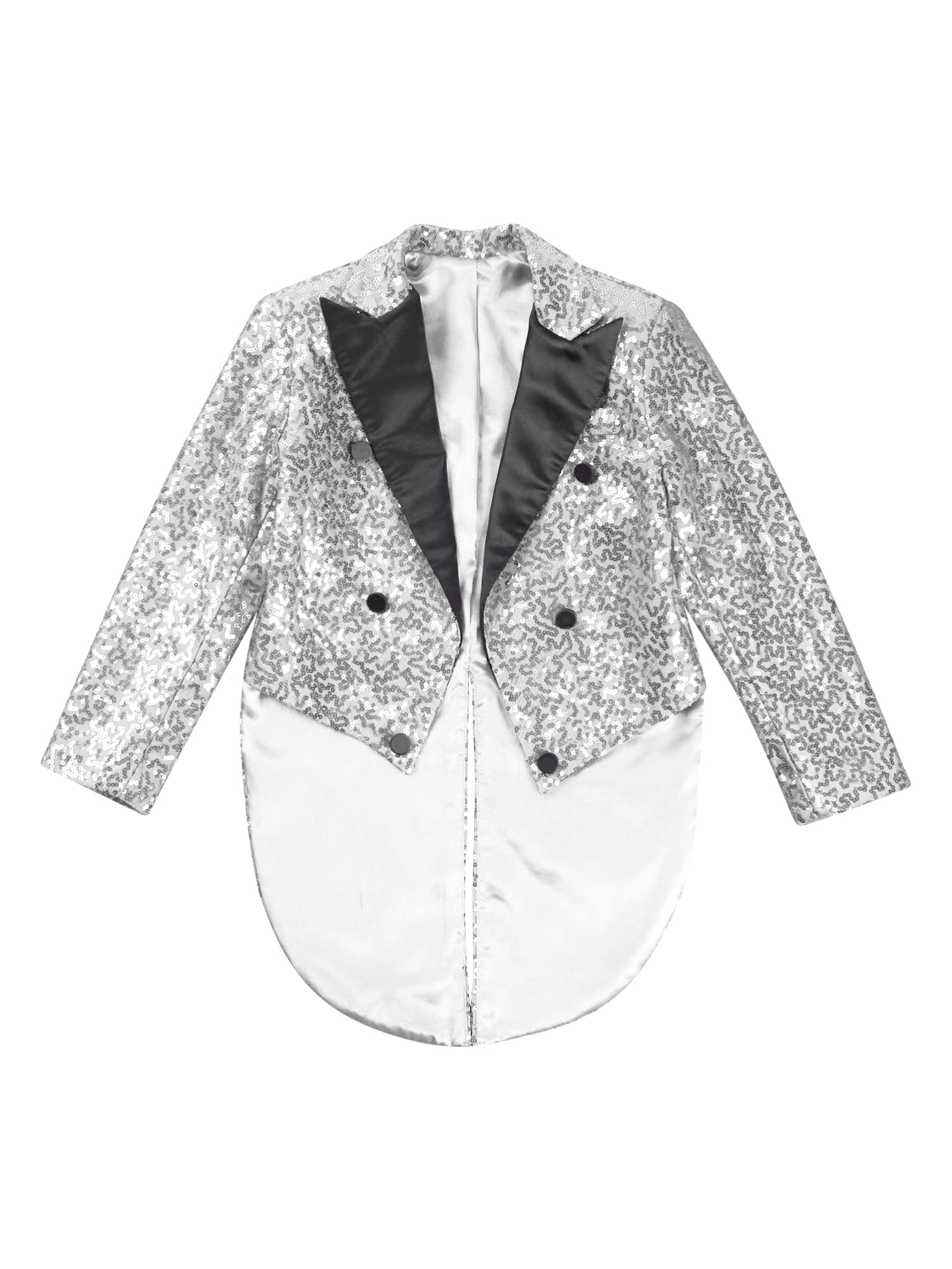 CHICTRY Veste Queue-de-Pie Enfant Garçon Blazer Paillette Brillante Costume Smoking de Mariage Cocktail Soirée Manteau Jacket Tailcoat 5-14 Ans