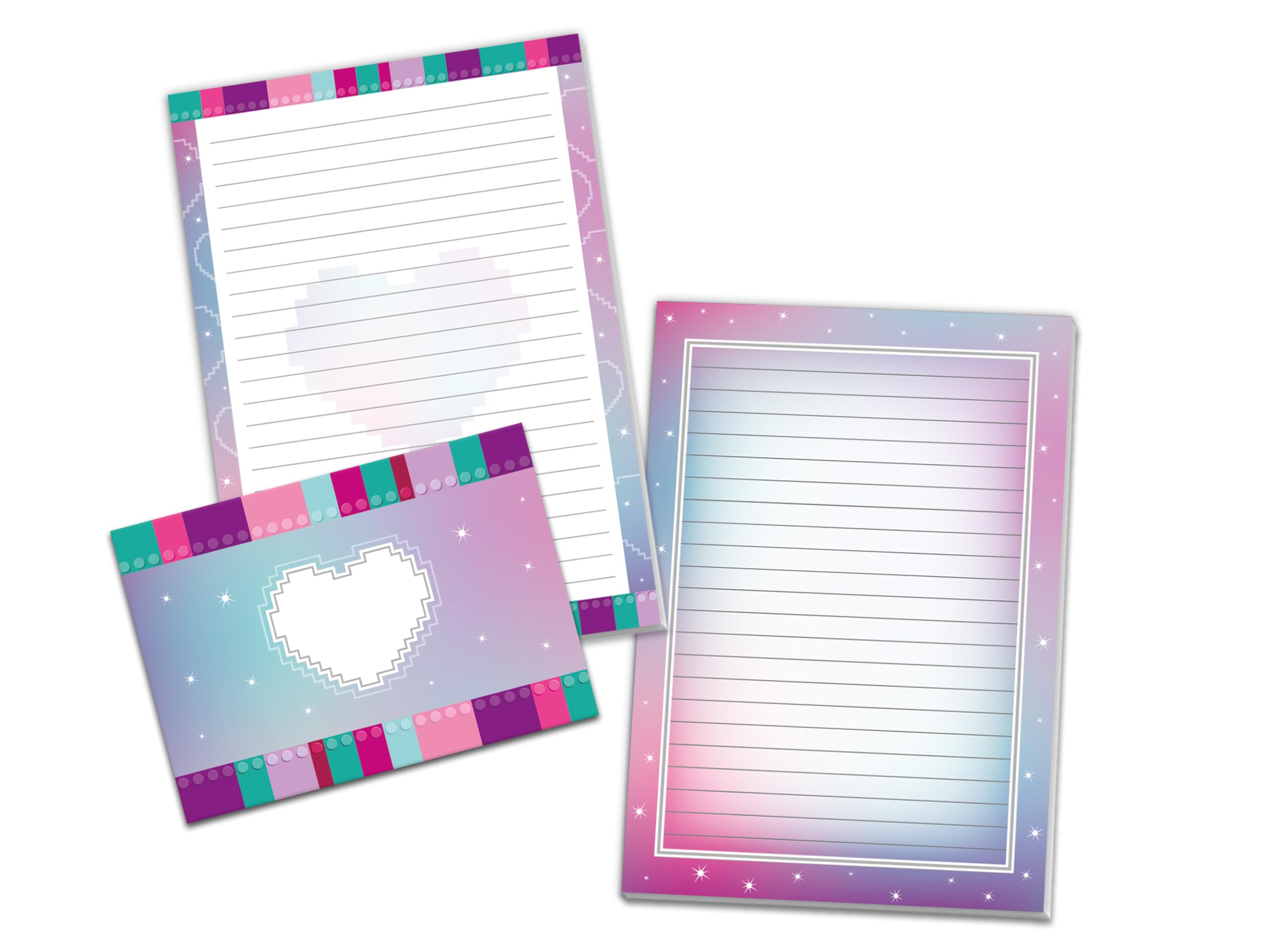 Writing Paper Set with 2 Writing Pads and 25 Envelopes for Children Exercise Book Notepad Notebook (1 Pad "Heart" and 1 Pad "Gradient" A5 with 25 Sheets Each + 25 Envelopes)