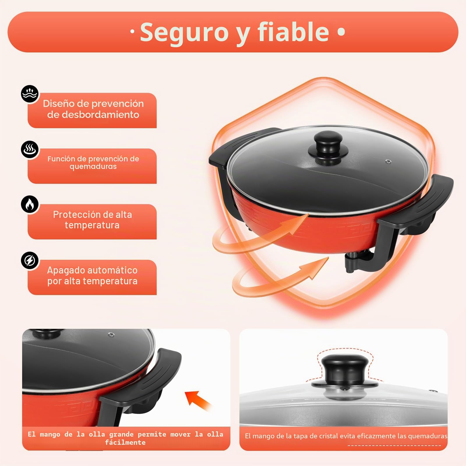 6L Hot Pot - Sartén eléctrica multifunción para fiestas, olla de doble rejilla Yin Yang Hotpot, olla antiadherente para el hogar, ajuste de temperatura 1300 W