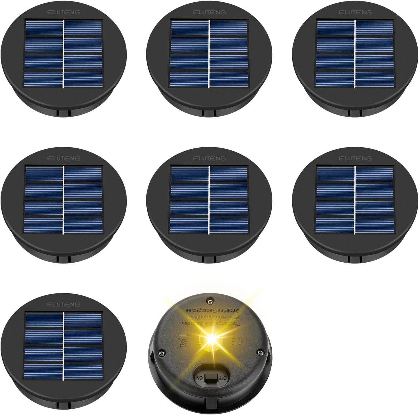 ELUTENG 8-Pack Replacement Solar Light Parts Multi-Color 3.15Inch Waterproof Colorful Solar Lantern Lights Top Inserts 8CM Colored Outside Led Lanterns Lamp for Outdoor | Garden | Patio Decor
