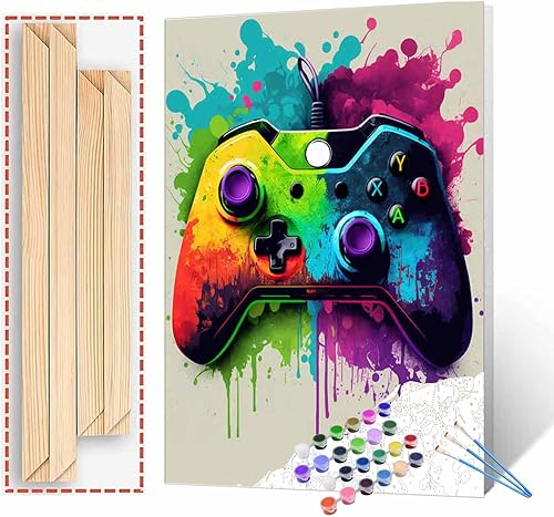Juego de acuarela, pintura por números para adultos, controlador de juego abstracto, pintura por números, pintura acrílica, manualidades, hogar,