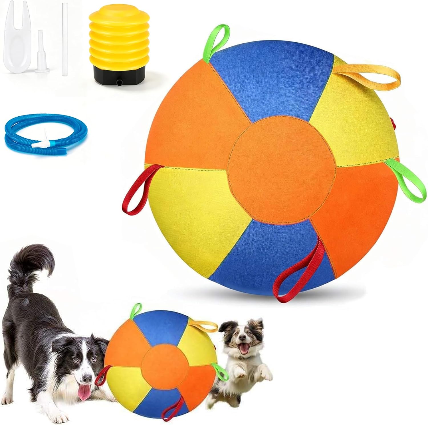 ZRW Calming Jumbo Ball for Dogs,Herding Ball for Dogs,Durable Tear-Resistant Inflatable Big Ball,Resistant Inflatable Big Ball with Handle Cover & Pump for Play & Exercise Dogs-(9.84in)