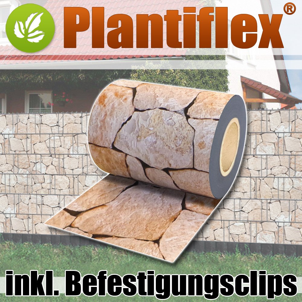 Sichtschutz Rolle 35m Blickdicht PVC Zaunfolie Windschutz für Doppelstabmatten Zaun (Stein-Terracotta)