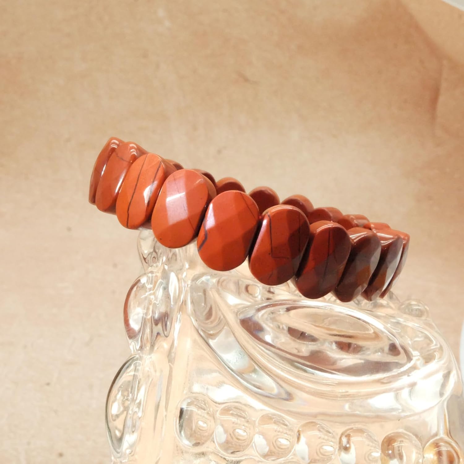 Red Jasper Bracelet Natural Crystal Stretch Bracelet Gift for Women Men Christmas Birthday Energy Healing Bring Happiness Luck Wealth - Image 4