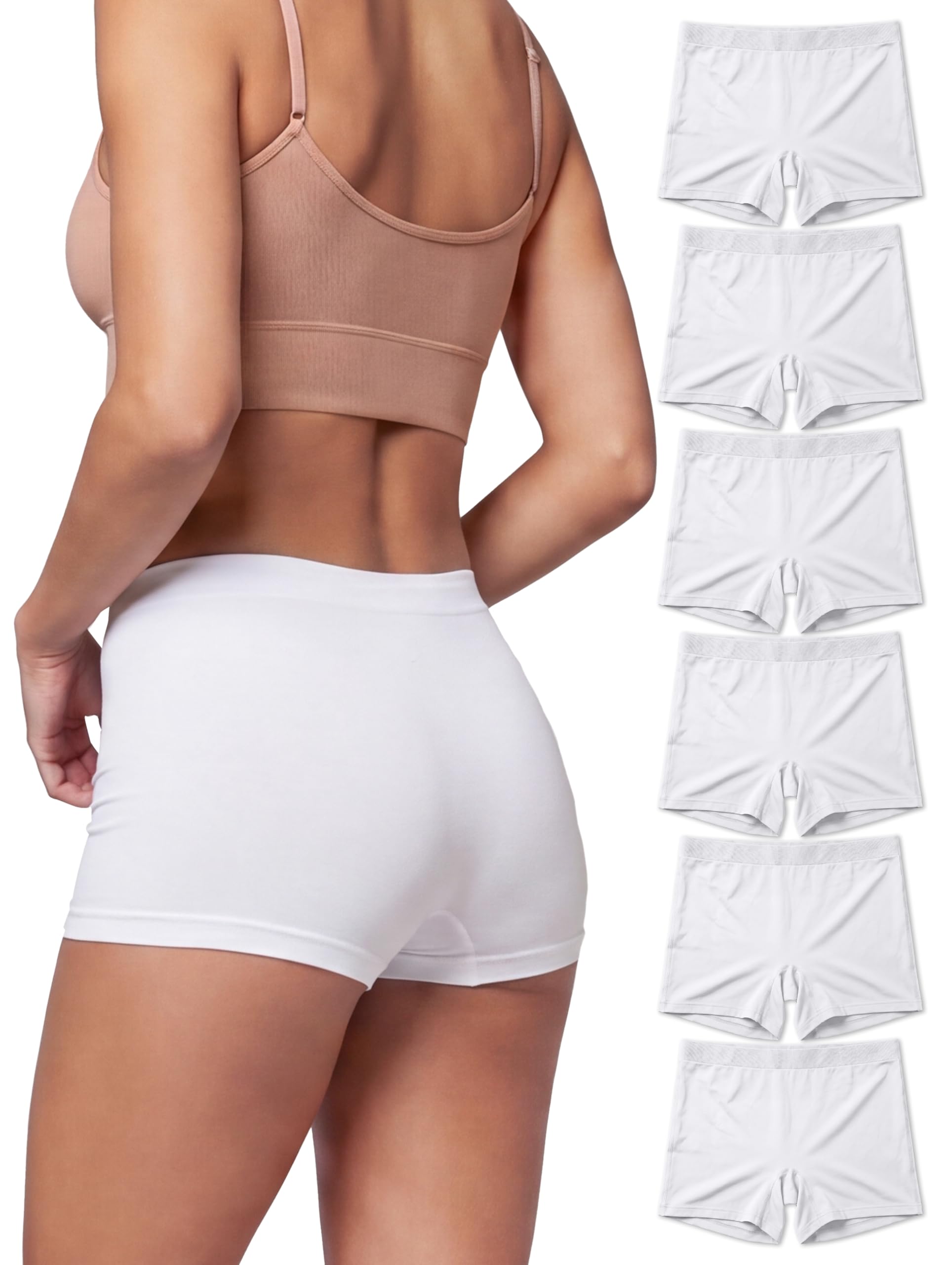 Boxer Short For Womens Pack of 6 Anti Chafin High Waisted Underwear Stretchy Shorts-image-39