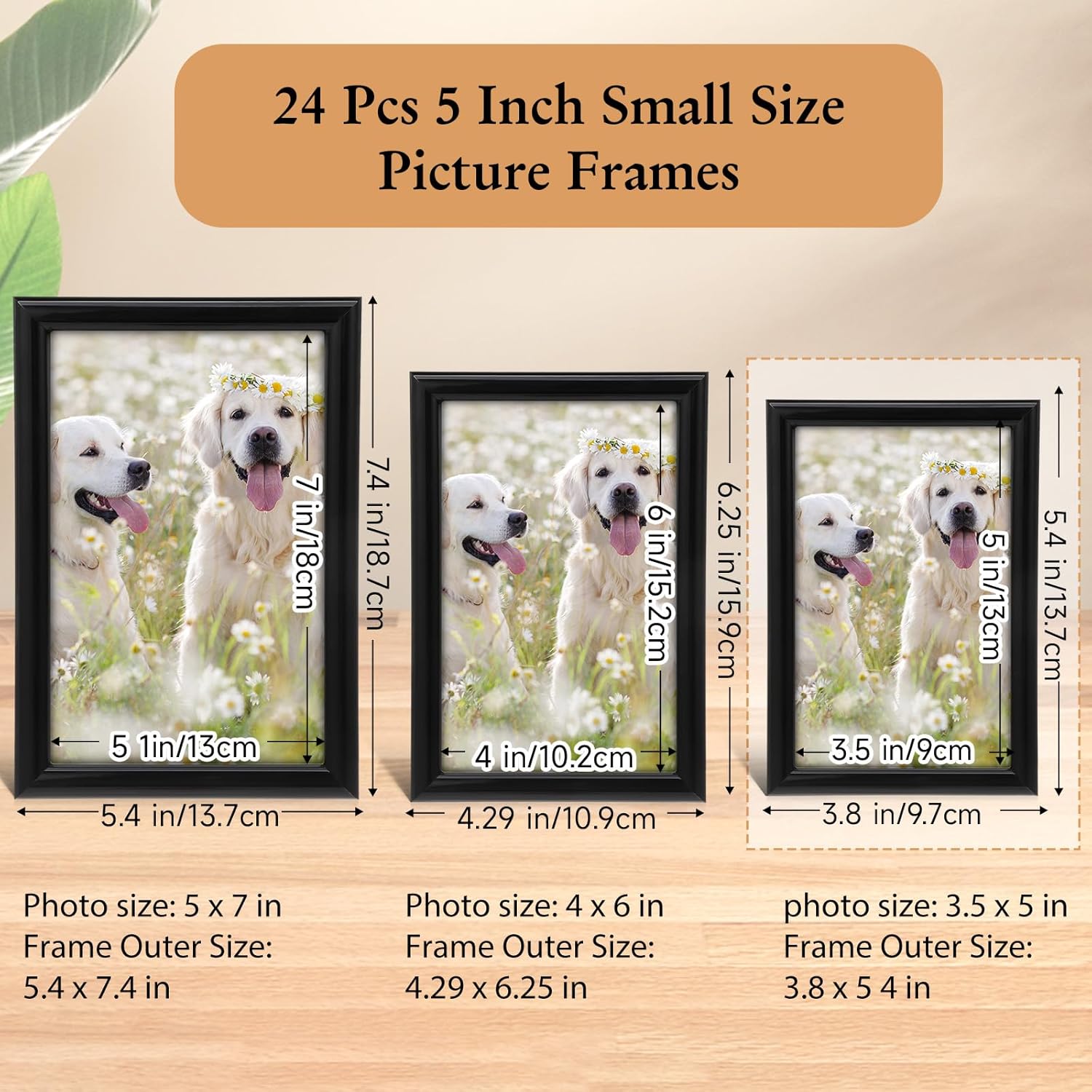 Redbaker 24 Pack 3.5 x 5 In Picture Frames Bulk Black Photo Display Frames for Wall Mount Tabletop Home Office School Display Mother's Day Wedding Anniversary Favor Gift