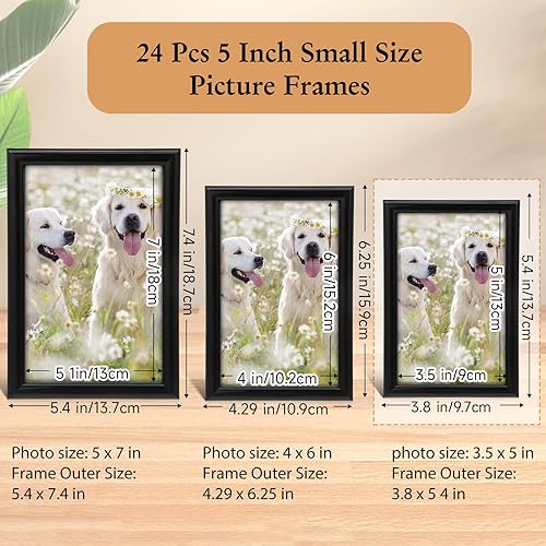 Miniatura 2 de Redbaker 24 marcos de fotos negros a granel, para montaje en pared, mesa, hogar, oficina, decoración (3.5 x 5 pulgadas)