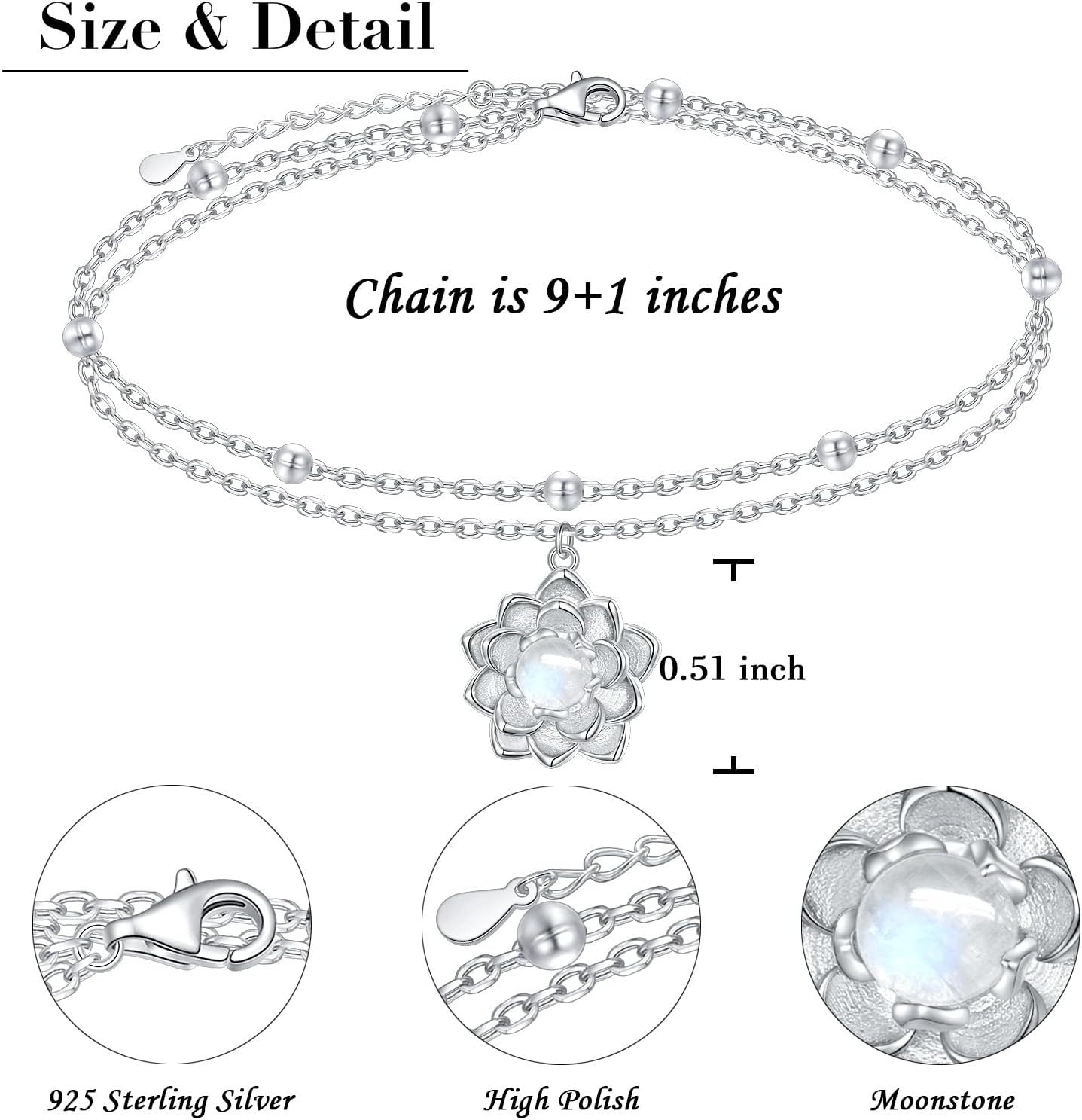 Moonstone Lotus Jewelry Set 925 Sterling Silver Lotus Flower Ring Engraved True Love Waits Natural Healing Buddha Spiritual Yoga Lotus Jewelry Set Gifts for Women