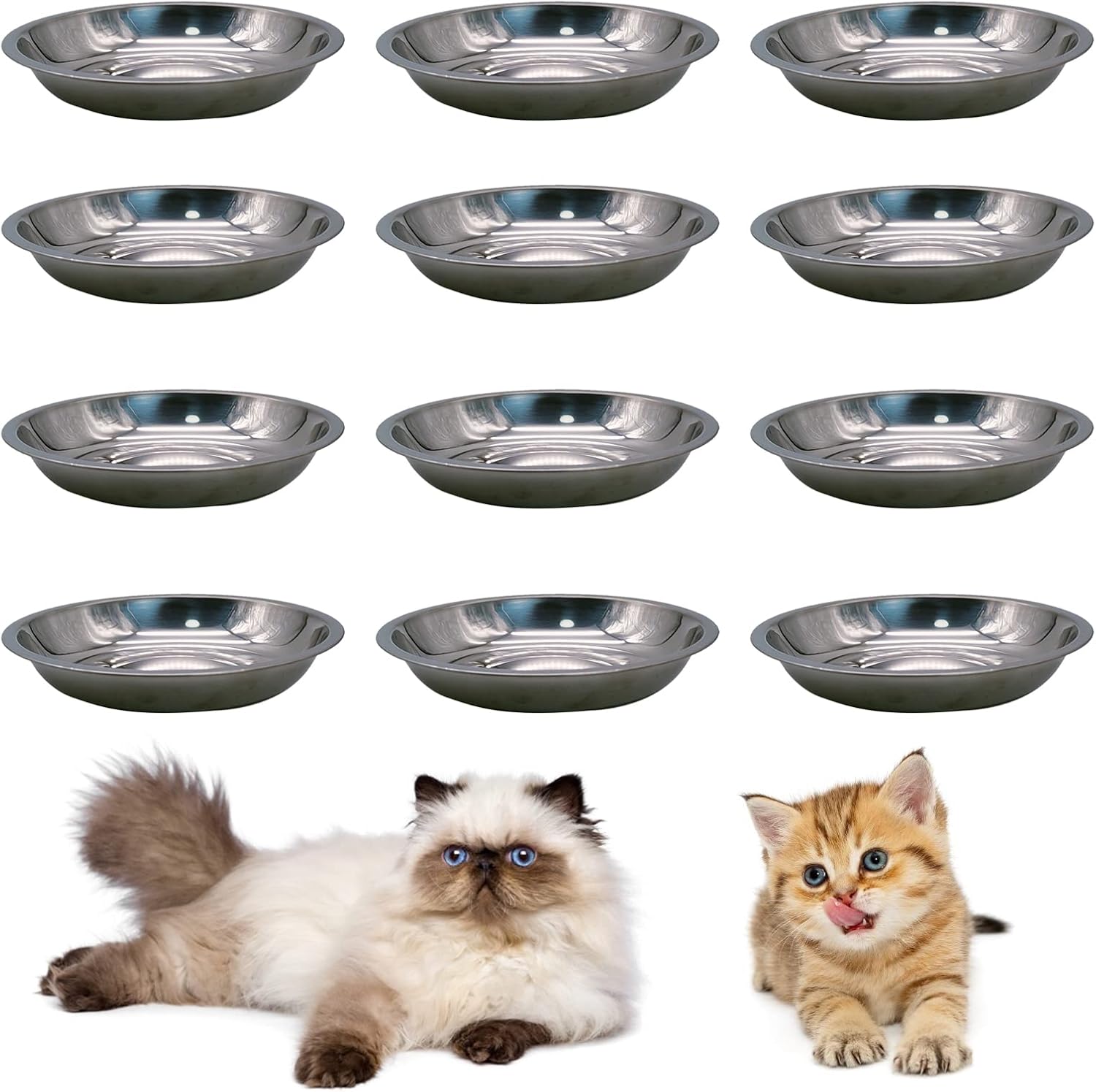 Hamiledyi 12 Pcs Stainless Steel Cat Bowls Replacement