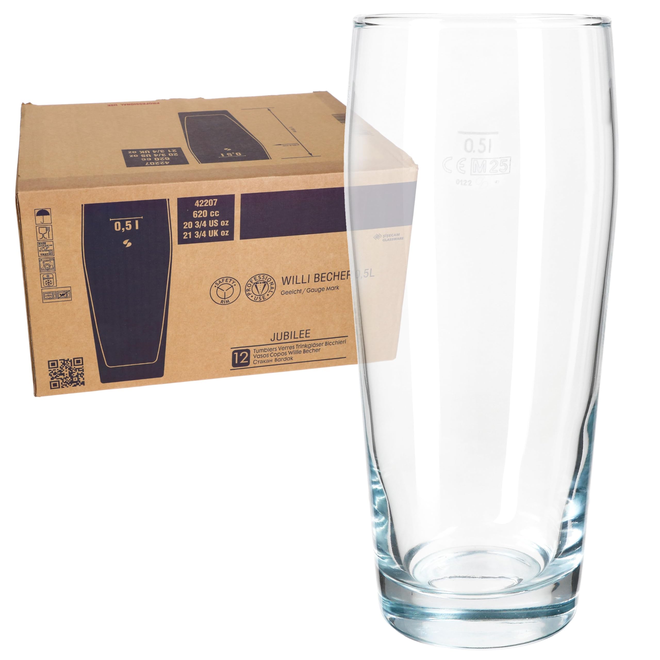 MamboCat 12er Set Willibecher 0,5 L geeicht I Biergläser aus klarem Glas mit Eichstrich I Trinkgläser für Bier, Wasser, Cocktails & Softgetränke ideal für Gastro, Bars & Restaurants
