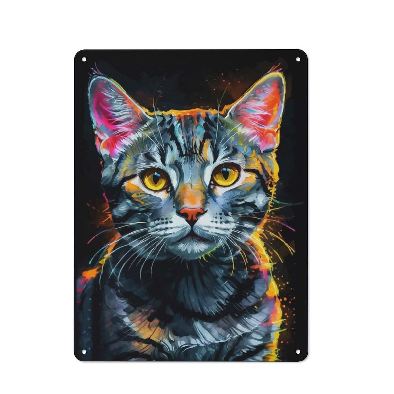 Metal Sign 40x30cm with American Shorthair Portrait Neon for Pub Or Café, Vintage Decor, for Metal Sign Collectors, for Garage And Workshop Walls
