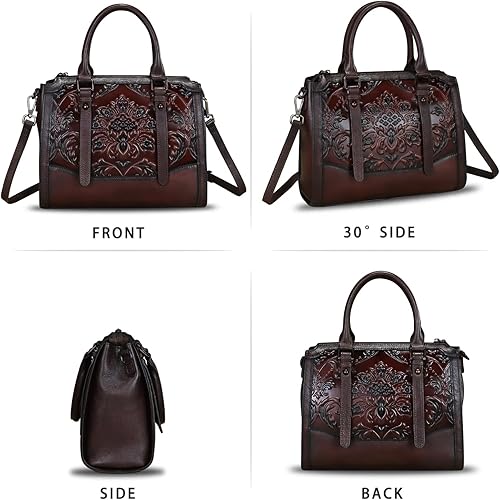 Miniatura 5 de Bolso bandolera de cuero genuino para mujer, con asa superior, hecho a mano, vintage, bolso de mano