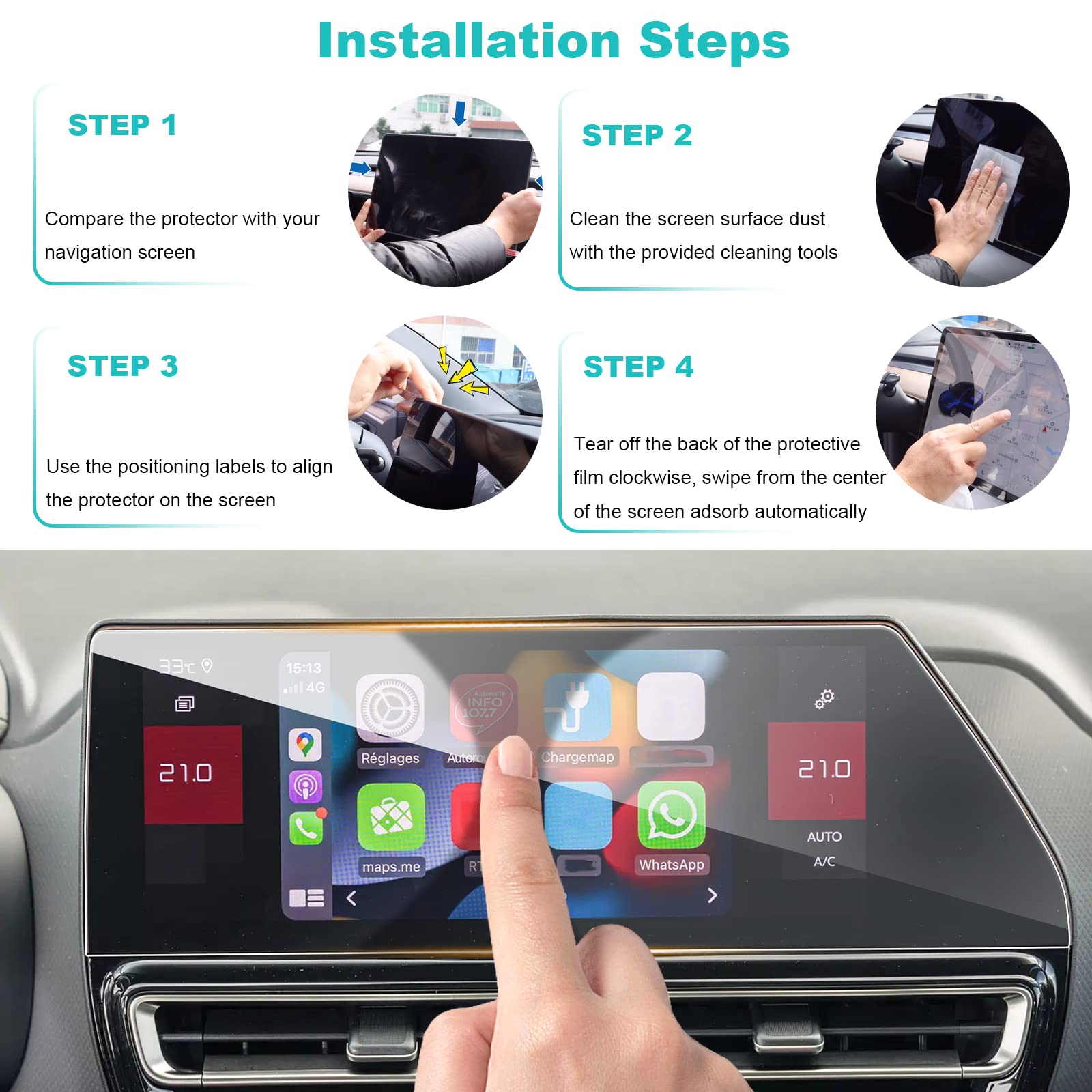 CDEFG Compatibile Con Citroen C5 Aircross 2022-2025 10 Pollici Pellicola Protettiva Vetro Temperato 9H Antigraffio 10 Pollici GPS Pellicola Protettiva Auto Navigatore - 3