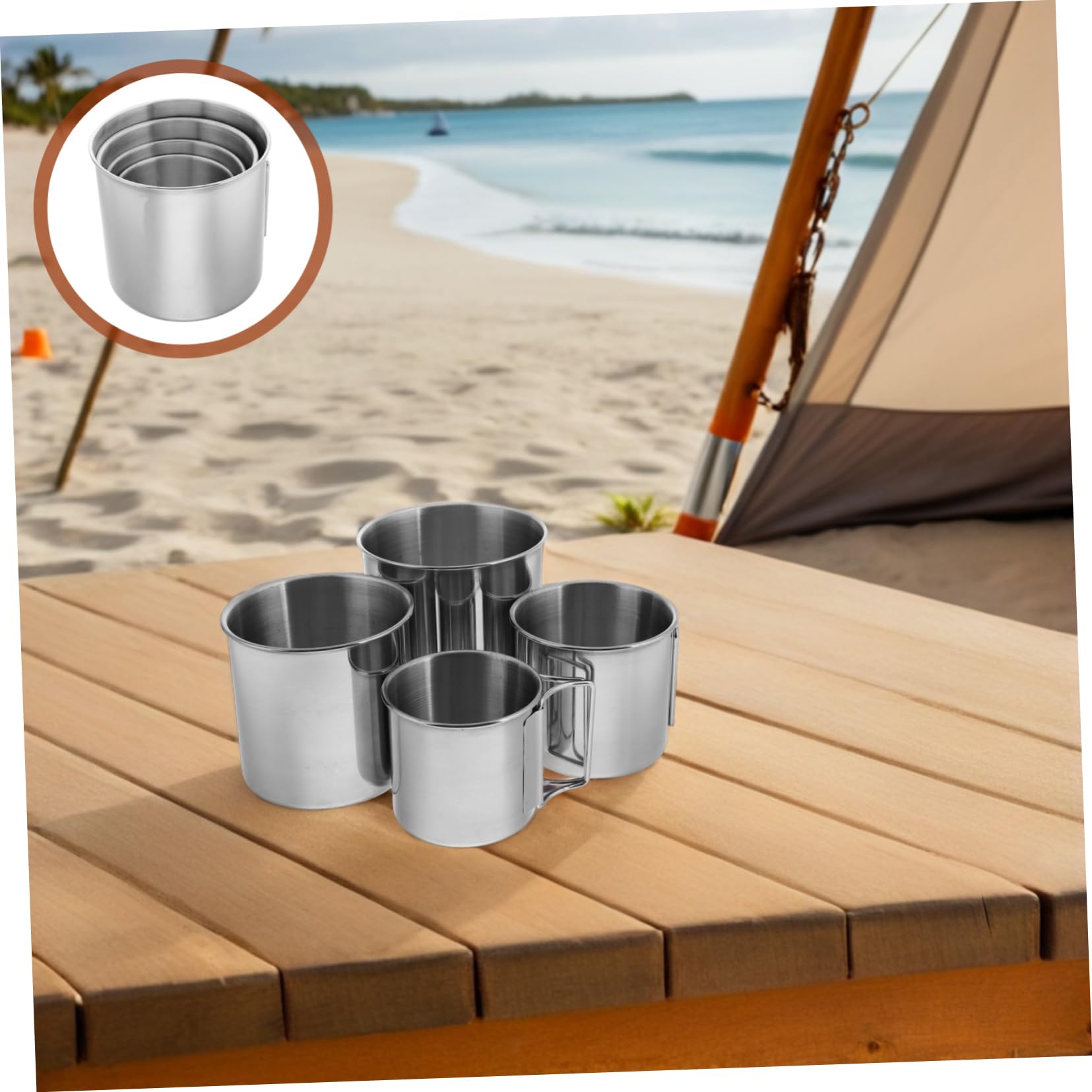 ifundom 4 Stück Teiliges Set Klappbare Campingbecher mit Griff Robuster Outdoor Trinkbecher für Wandern Picknick Grillen Vielseitiger Faltbarer Wasser und Bierbecher