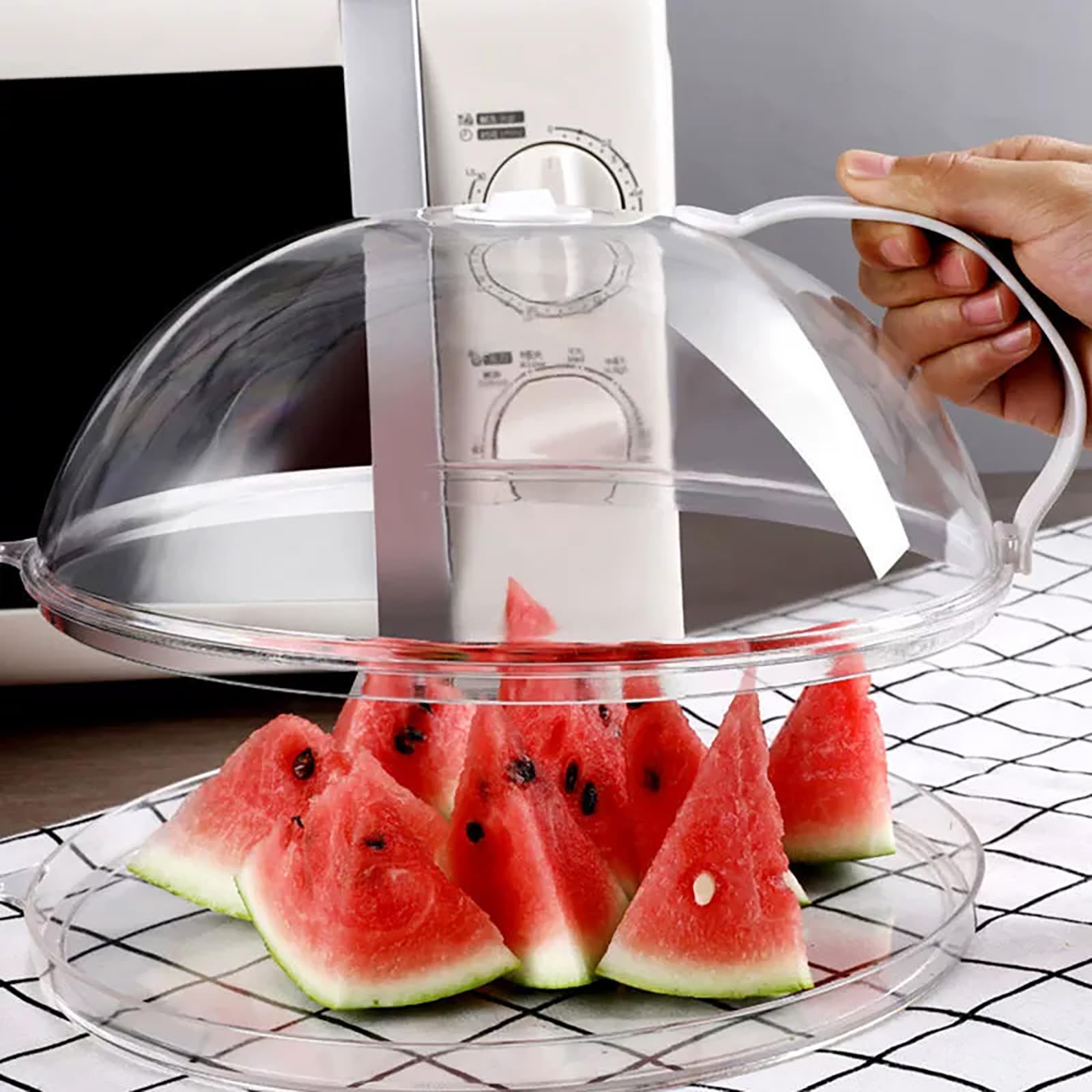 Mikrowellen Abdeckhaube, 23 cm Transparente Spritzschutz Haube mit Dampflöchern & Griff, Spritzschutz für Mikrowelle, Spülmaschinenfest, Für Teller & Schüsseln, Lebensmittelecht Küche, Haushalt & Wohnen
