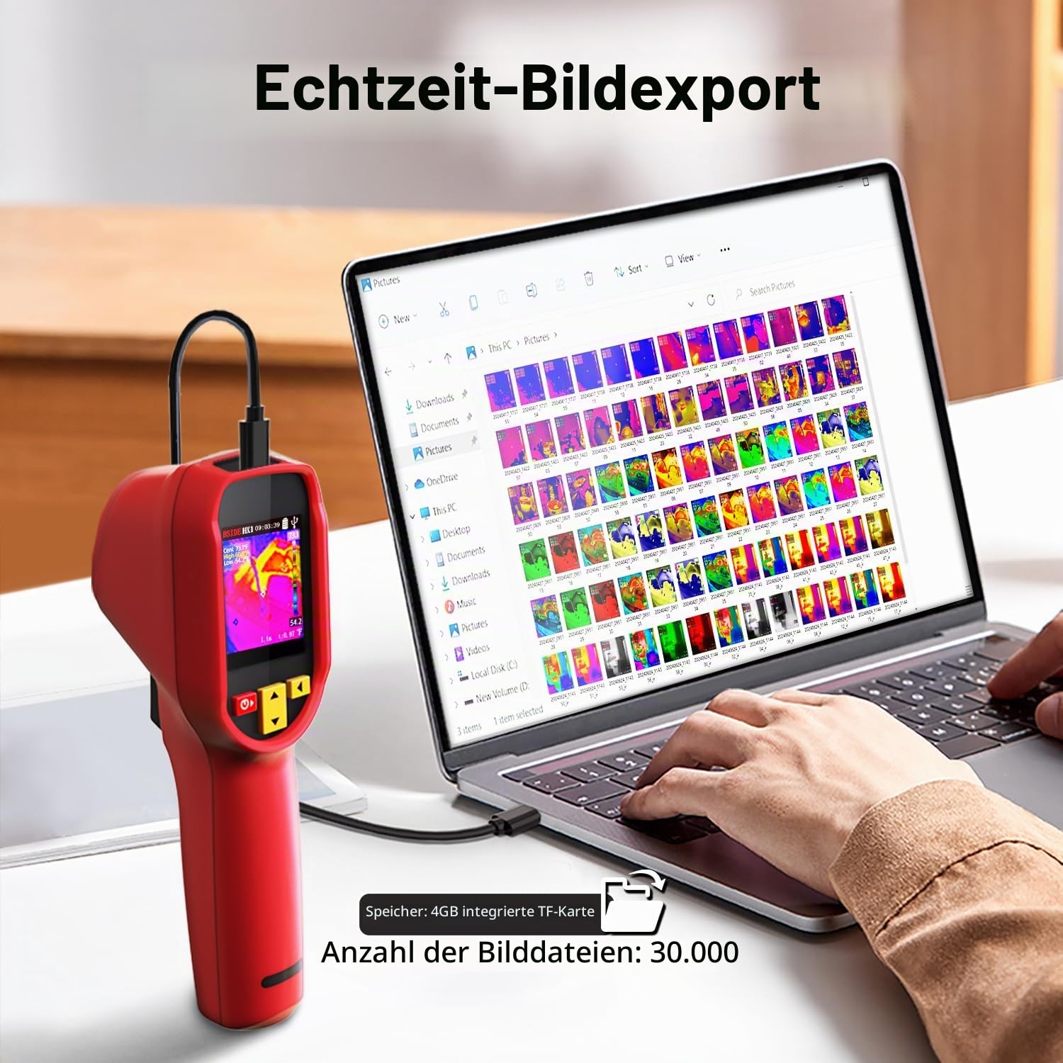 BSIDE HX1 Wärmebildkamera Hochauflösende 240 x 240 Handheld Infrared Thermal Imaging Camera mit 25Hz Bildwiederholrate 15 Farbpaletten -4°F -1022°F 50°FOV für Hauswände Leckortung KFZ Elektronik
