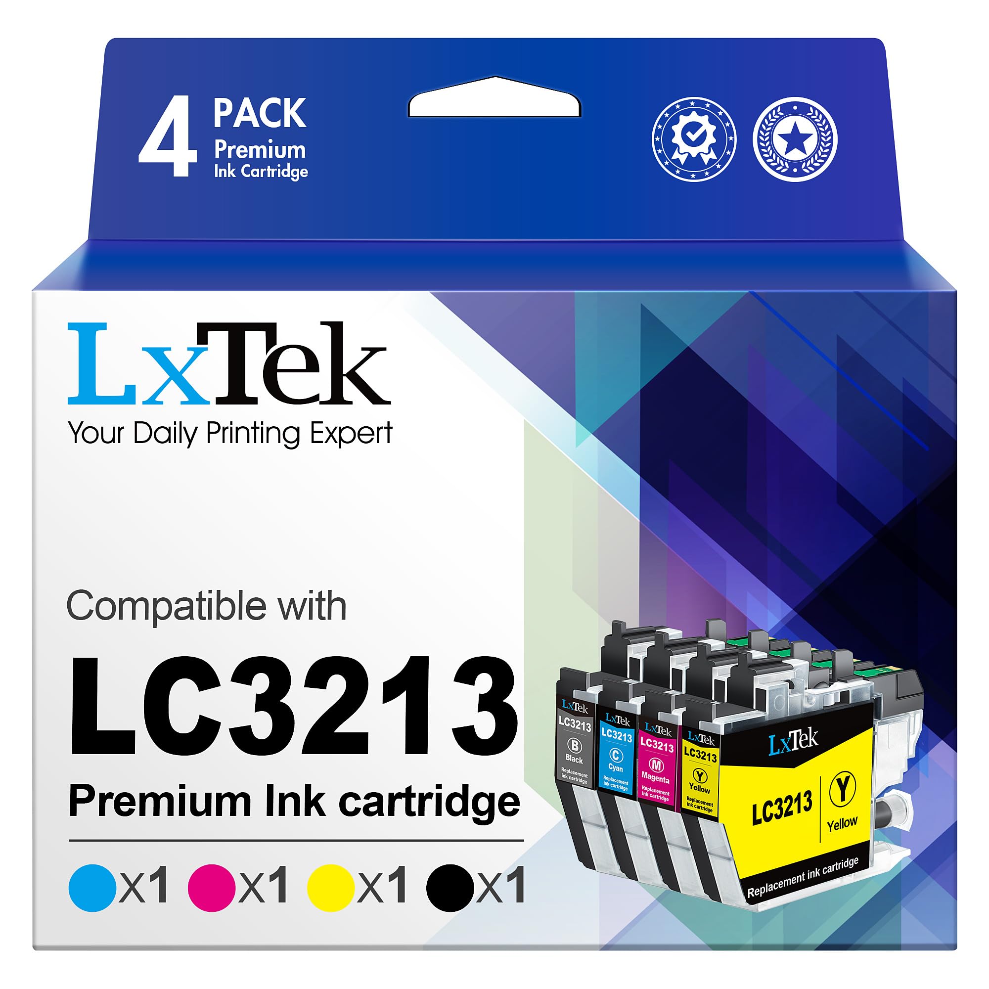 LxTek LC3213 LC3211 für Brother LC3213 Kompatibel für Brother MFC-J497DW Druckerpatronen Gelb LC 3213 LC-3213 DCP-J572DW Patronen MFC-J491DW MFC J880DW MFC-J890DW (Schwarz Cyan Magenta Gelb, 4er-Pack)