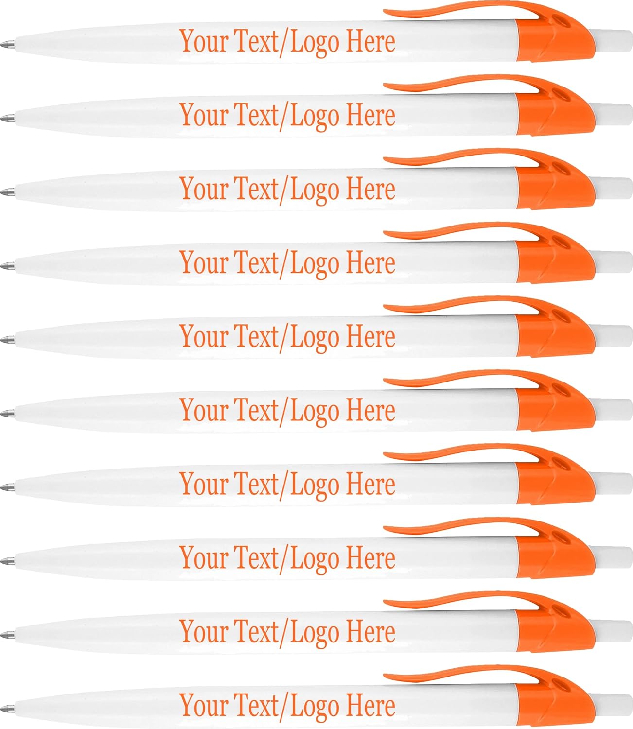 SyPen Personalized Pens With your Custom Logo or Text-500 Pack Bulk-for Businesses, Parties, and Events, Custom Printed Ballpoint Click Pens, Orange Trim Color, Black Ink