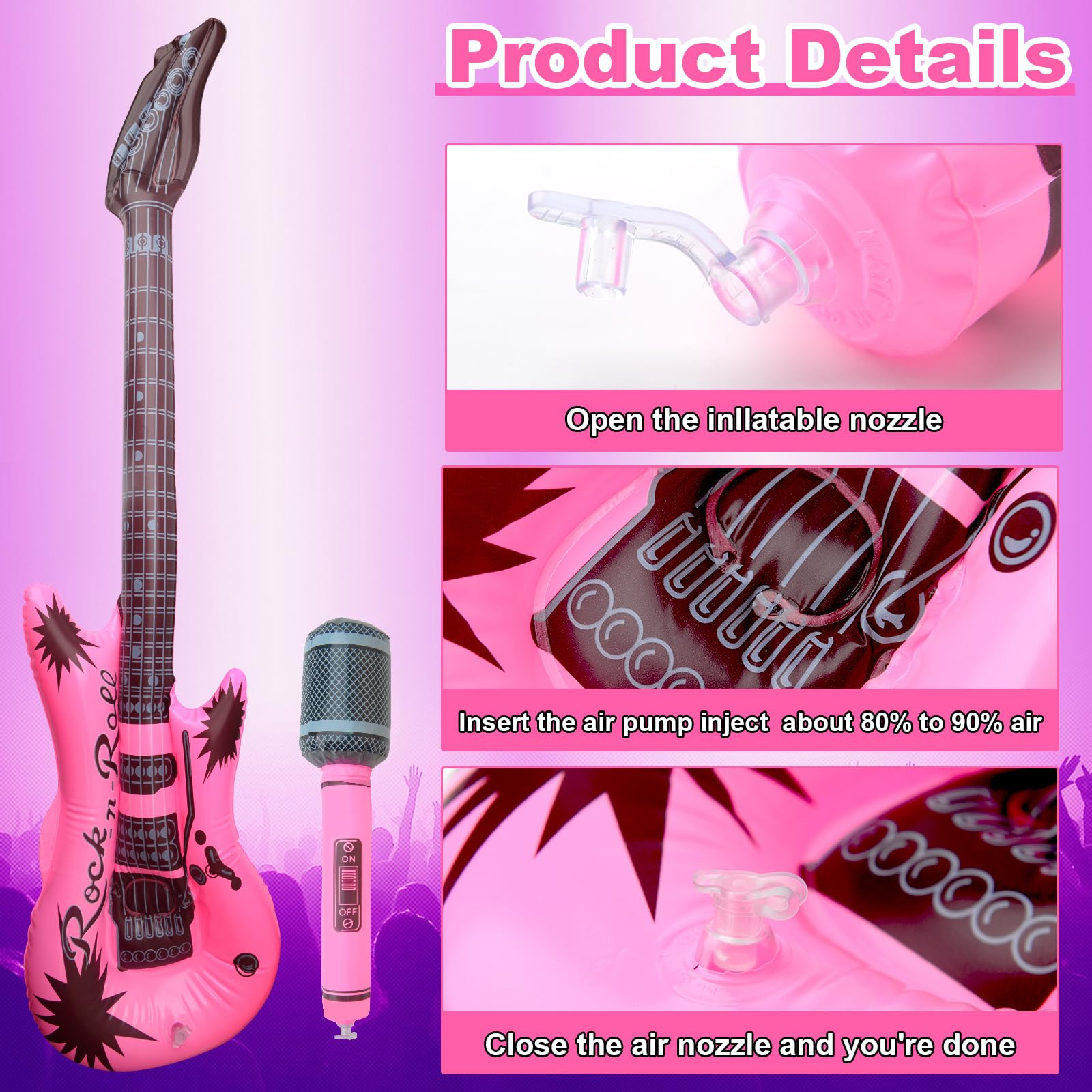 10PCS Rockstar Fancy Dress for Kids Rocker Costume Set Punk Rockstar Accessories Gothic Rocker Costumes Set Rock Heavy Metal Accessories Rockstars Costume for Women Men Halloween 80s Disco Party - Image 3