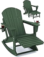Vista 22 de KINGYES Silla Adirondack con reposapiés retráctil y portavasos, silla reclinable de Adirondack de HDPE para porche, patio, balcón, gris plomizo