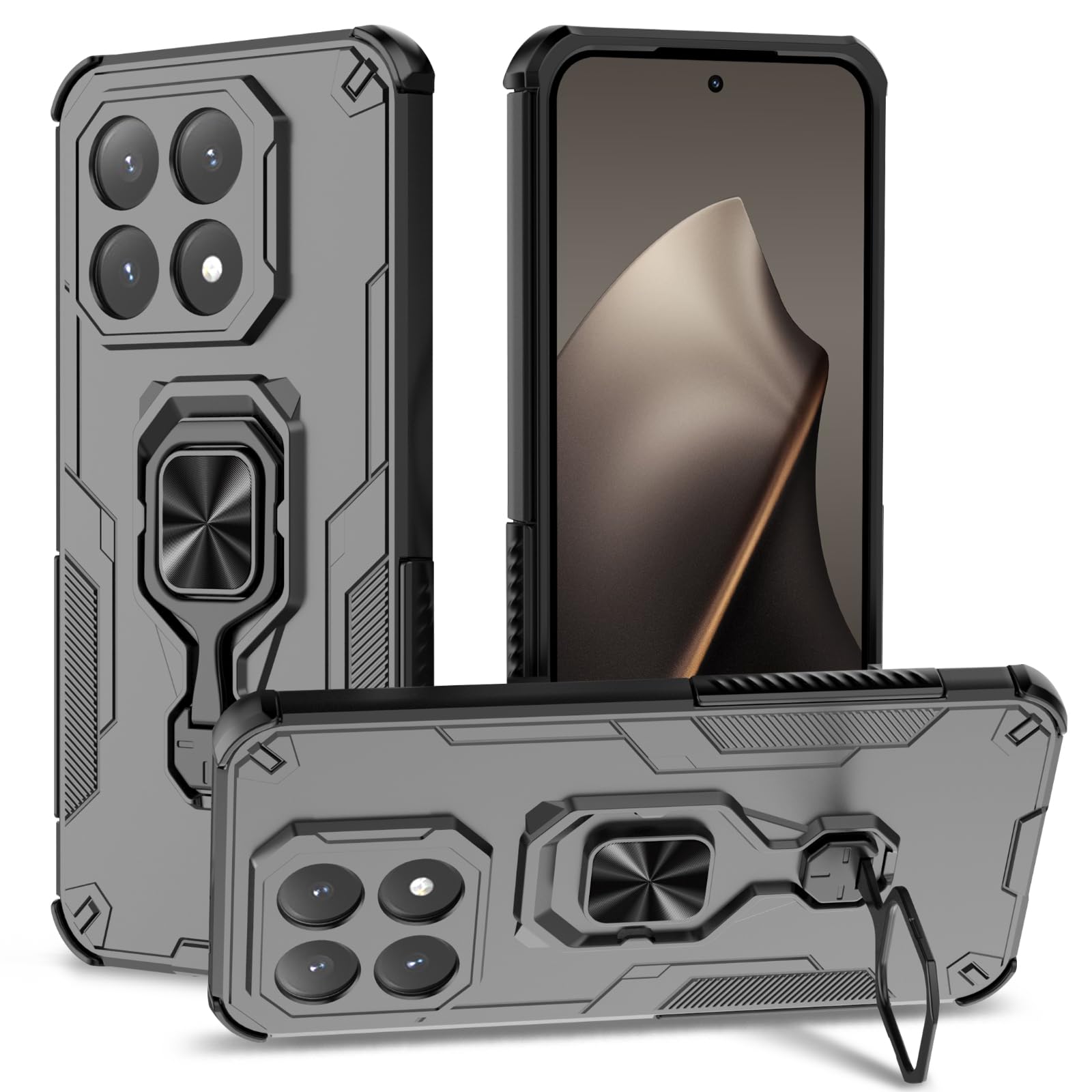 Funda para Samsung Galaxy A13 4G con Cristal Templado Protector Pantalla, Carcasa Antigolpes con Soporte anular metálico, Case Protectora de Grado Militar, Negro — view 97