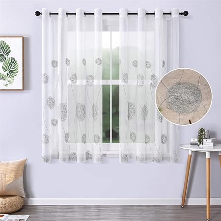 H B Fur Kinderzimmer Babyzimmer Wohnzimmer Schlafzimmer Mrtrees Voile Gardine 2er Set Halbtransparent Weich Gardinen Kurz Leicht Tullvorhang Mit Osenvorhang Modern Stores Schals Beige 137 140cm Kuche Haushalt Wohnen Wohnaccessoires Deko