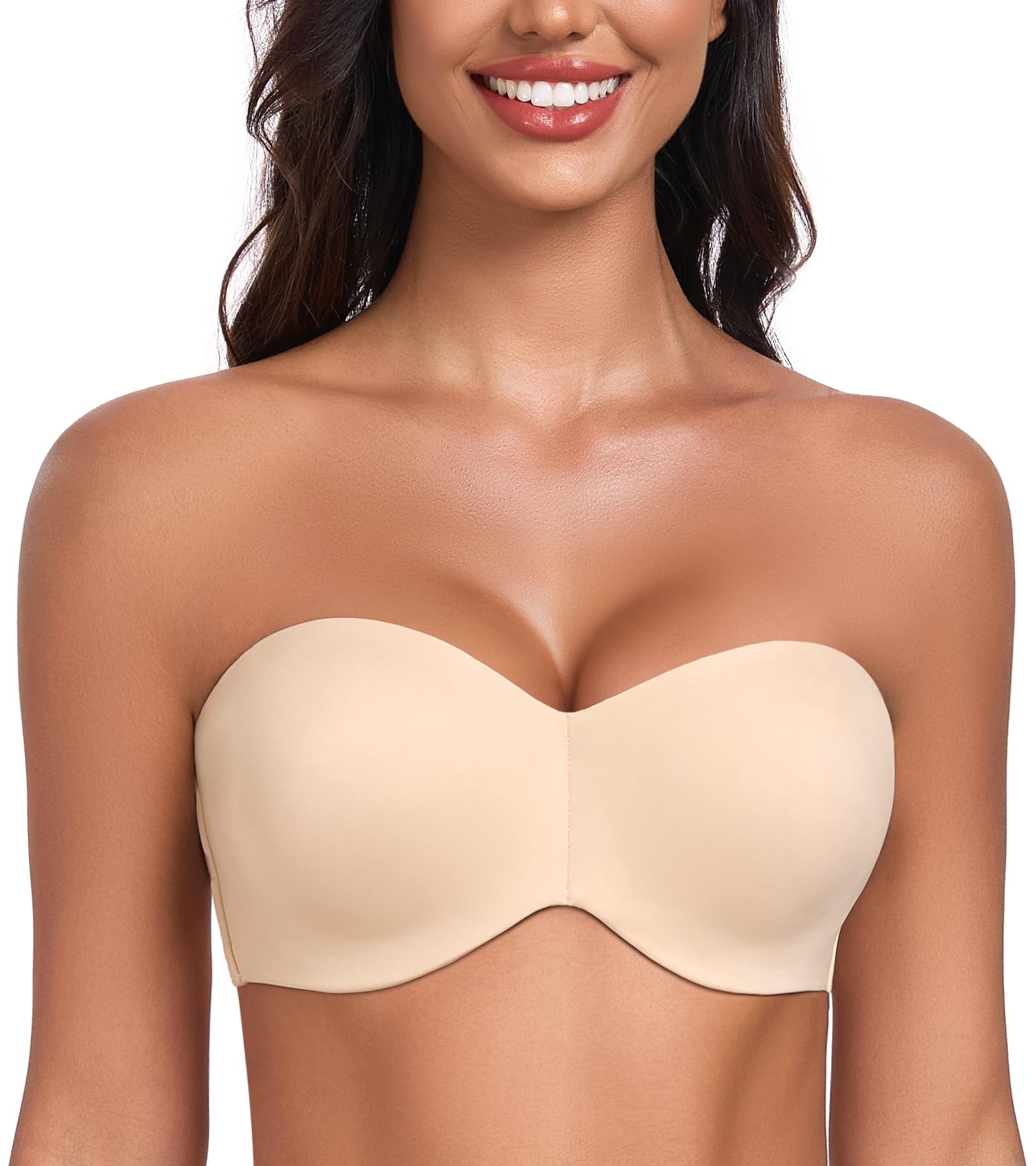 DotVol Damen Trägerloser BH Push Up mit Bügel Trägerlos Bandeau T-Shirt BH Große Größen Ungepolstert Minimizer BH