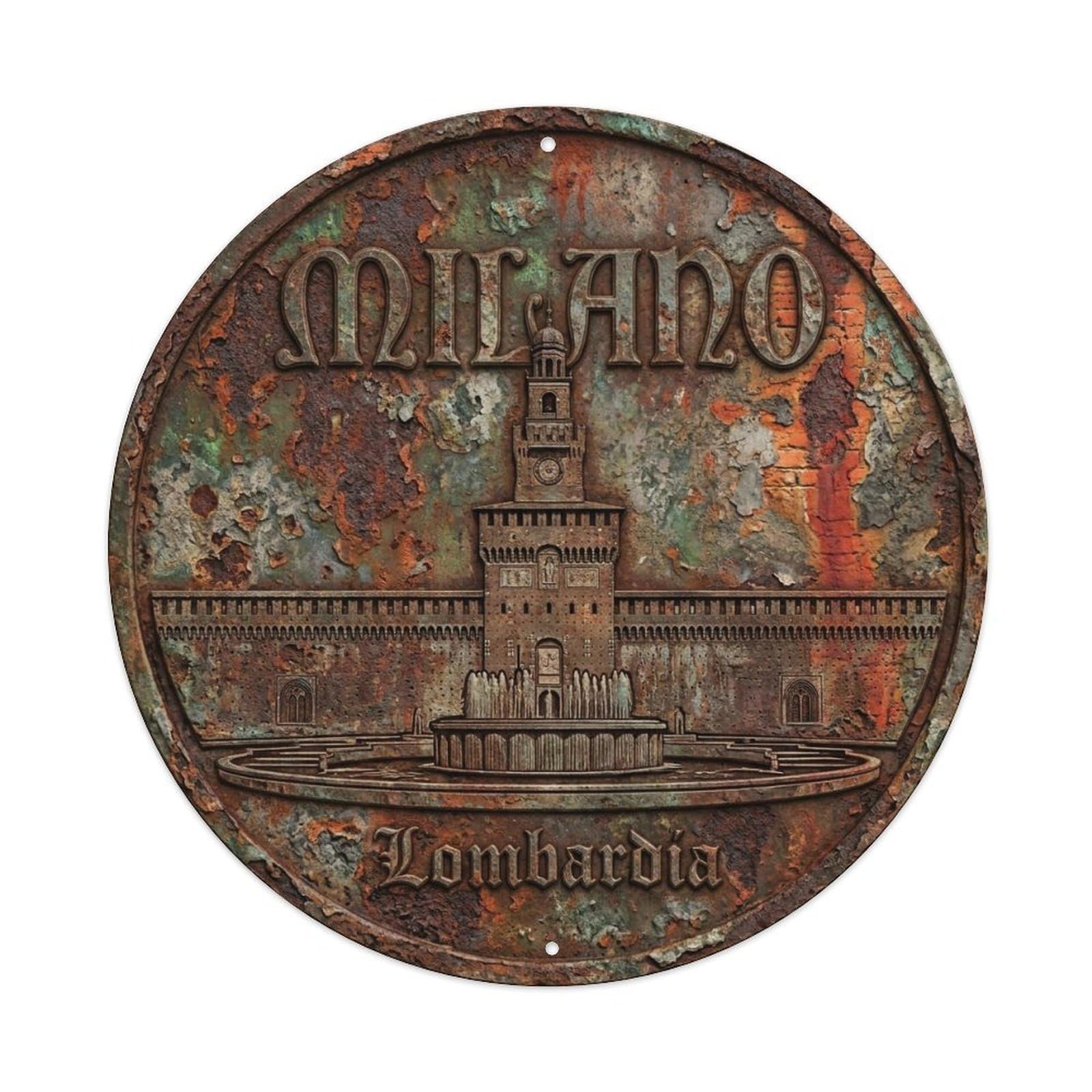Vintage Travel Milan Italy Treasure Metal Tin Sign