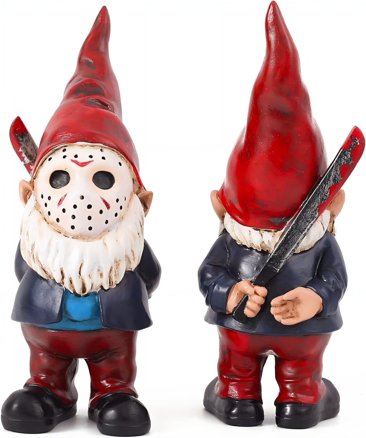 Horror Garden Gnome Statue, Gothic Outdoor Decor, Spooky Collectible for Halloween, Valentines Gifts Outdoor Decorations