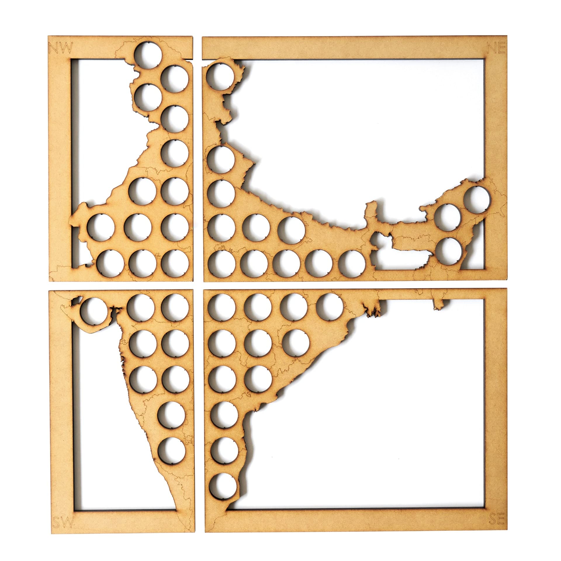 IDR Stoodeoh India Map-Beer cap collection wall art/wall hanging in Raw (Beige) color size - 52 X 56 Cm
