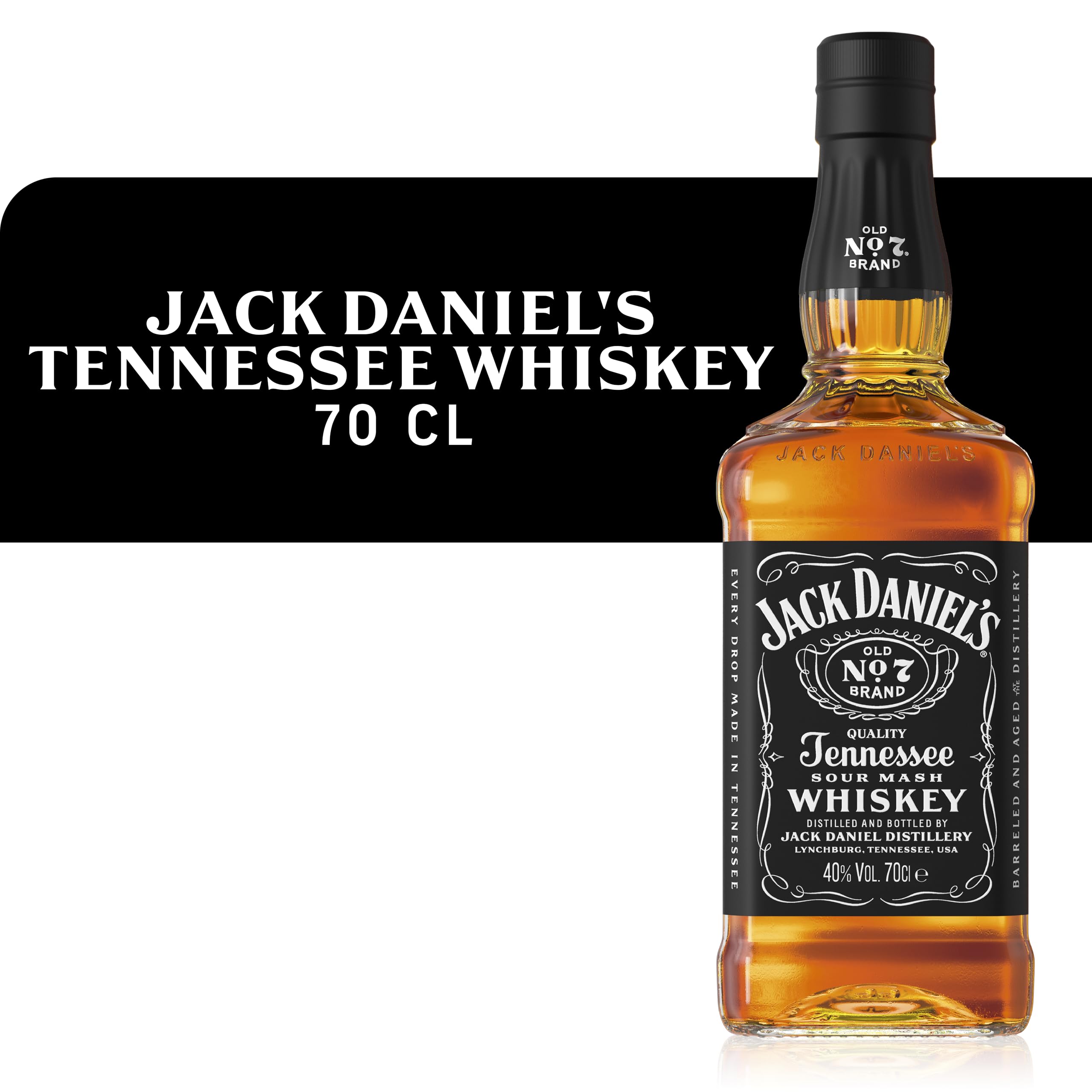 Jack Daniel's Old No. 7 - Tennessee Whiskey - Karamell, Vanille und Noten von Eichenholz - 0.7L/ 40% Vol. Bourbon Whisky