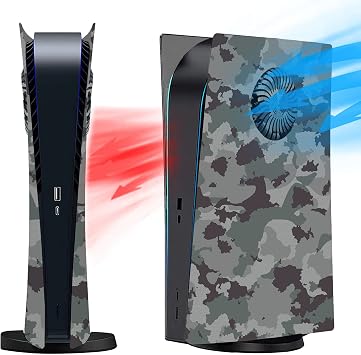 Digital Edition Face Plates with Cooling Vents for PS5 Console, Cover Shell Panels for PlayStation 5 Accessories Protective Replacement Faceplate Gray Camouflage