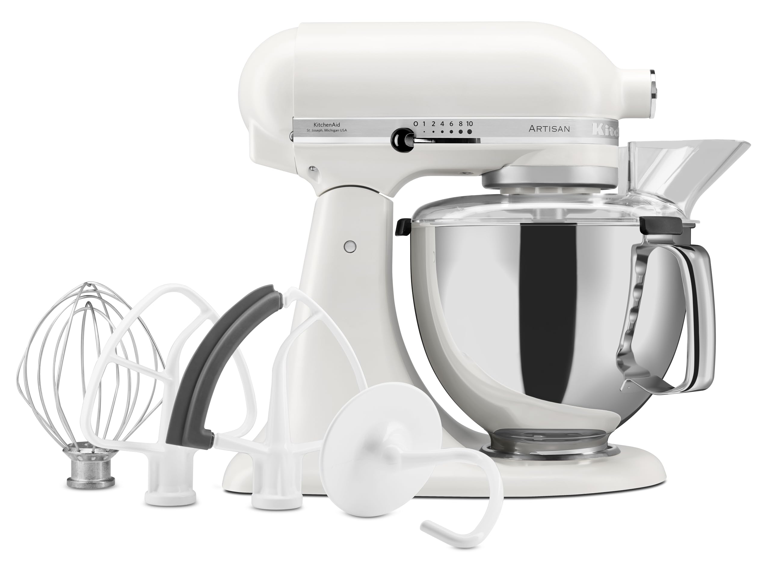 KitchenAid ARTISAN robot kuchenny 4,7 l z uchylną głowicą silnika 5KSM175 KM, w zestawie miska 3 l, akcesoria, porcelana biała