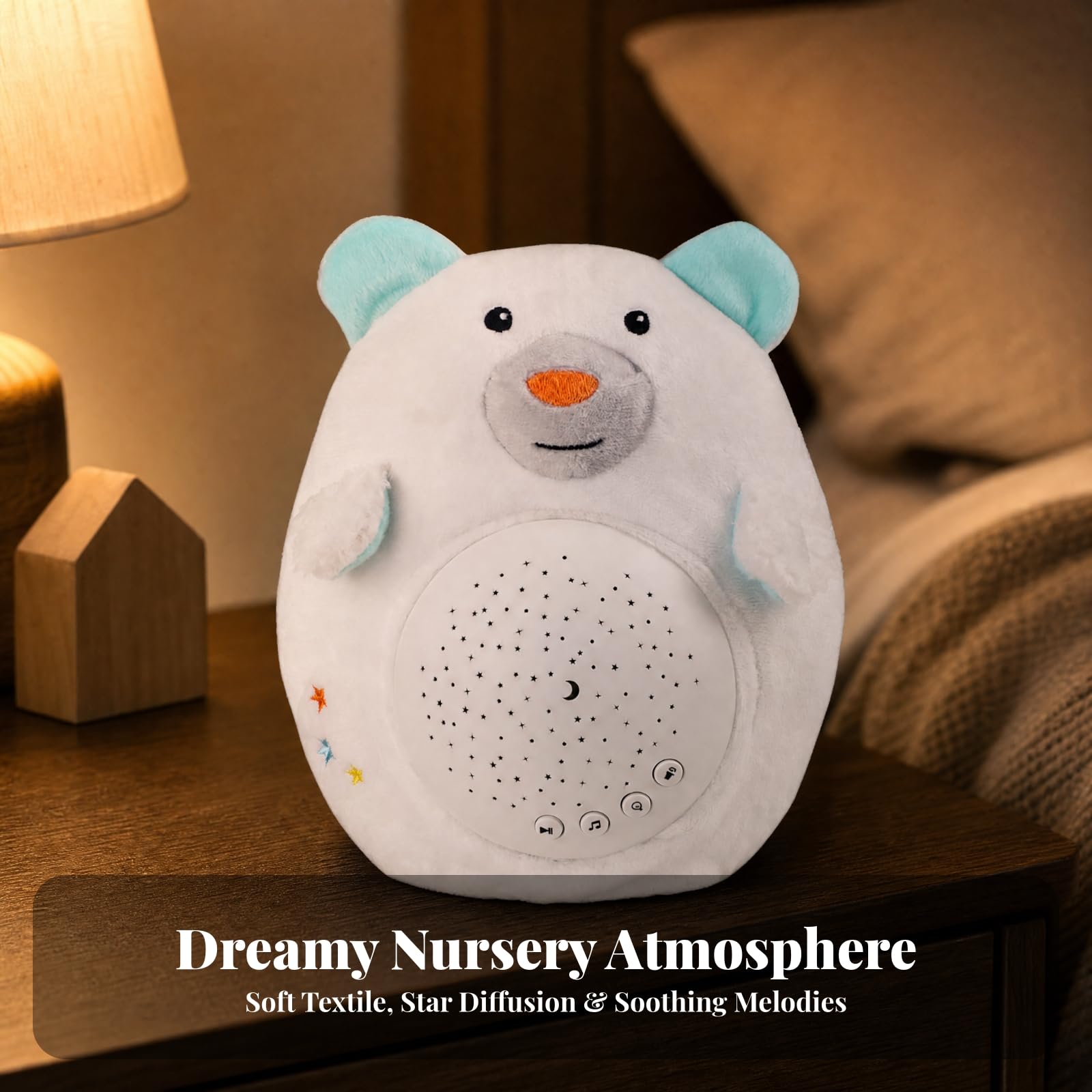 Peluche con Modulo di Proiezione e Rilassante Luce Notturna Le Morbida Proiettore di Astri per Bambini Piccoli, Pennino, Forma Orso
