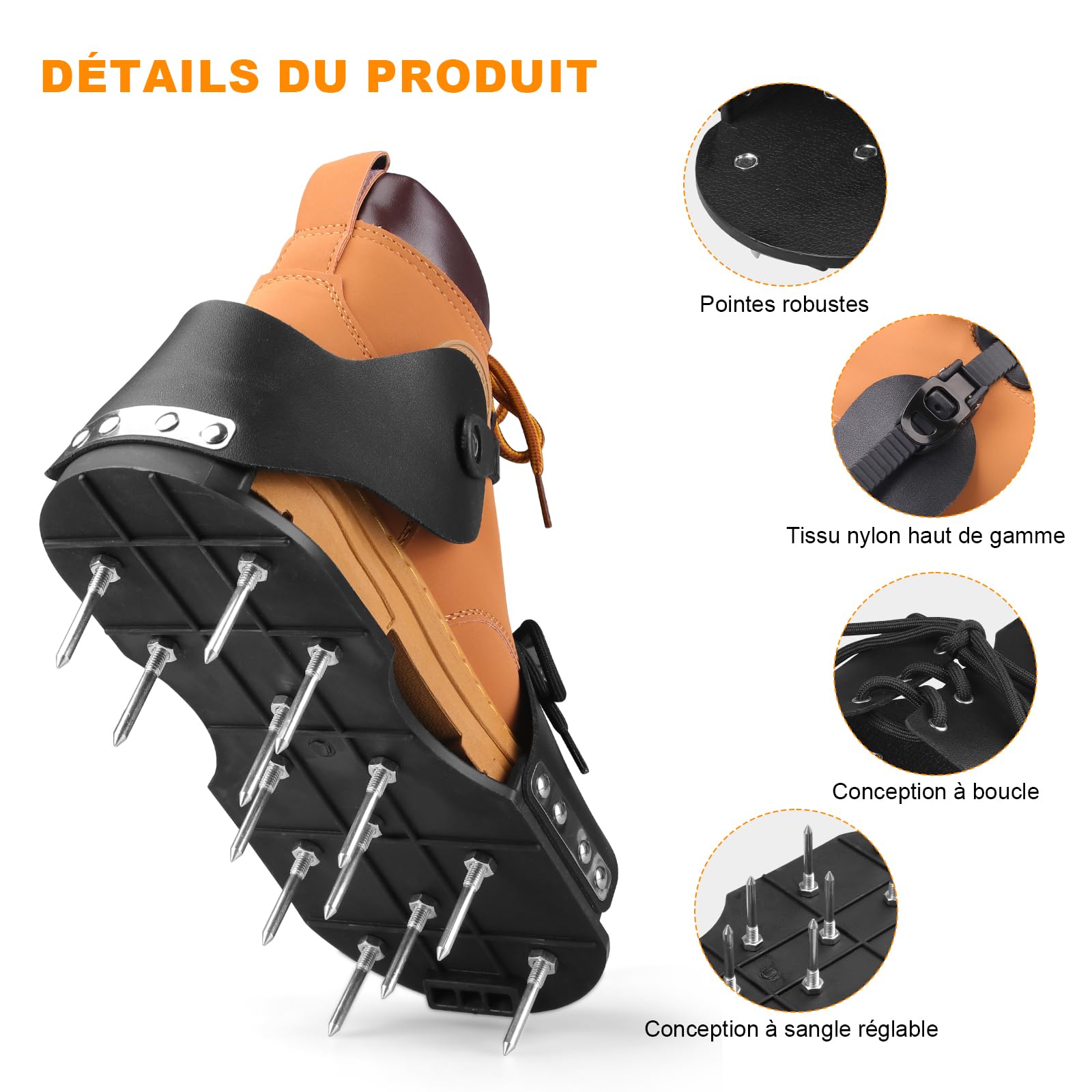 Aérateur Pelouse Chaussure, Aérateur de Gazon Chaussures Utiles, Chaussures pour Gazon- Réglable Grâce à des Sangles pour Terrasses Jardin Sol Pelouses Amélioration de la Qualité du Sol