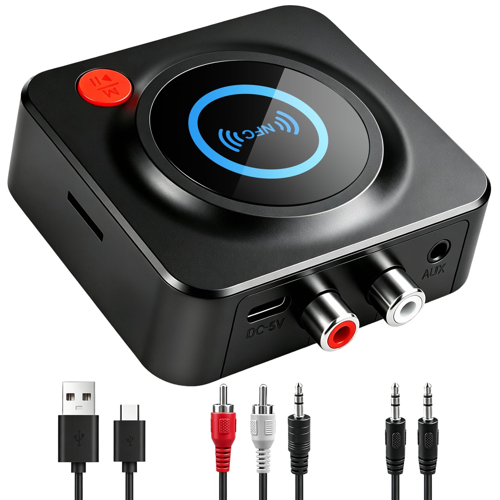 Bluetooth Receiver 5.4 RCA 1/8" AUX Stereo Audio Adapter HiFi | Bluetooth HiFi Audio Receiver, Wireless Adapter for Car, Amplifier, Speakers and Smartphone