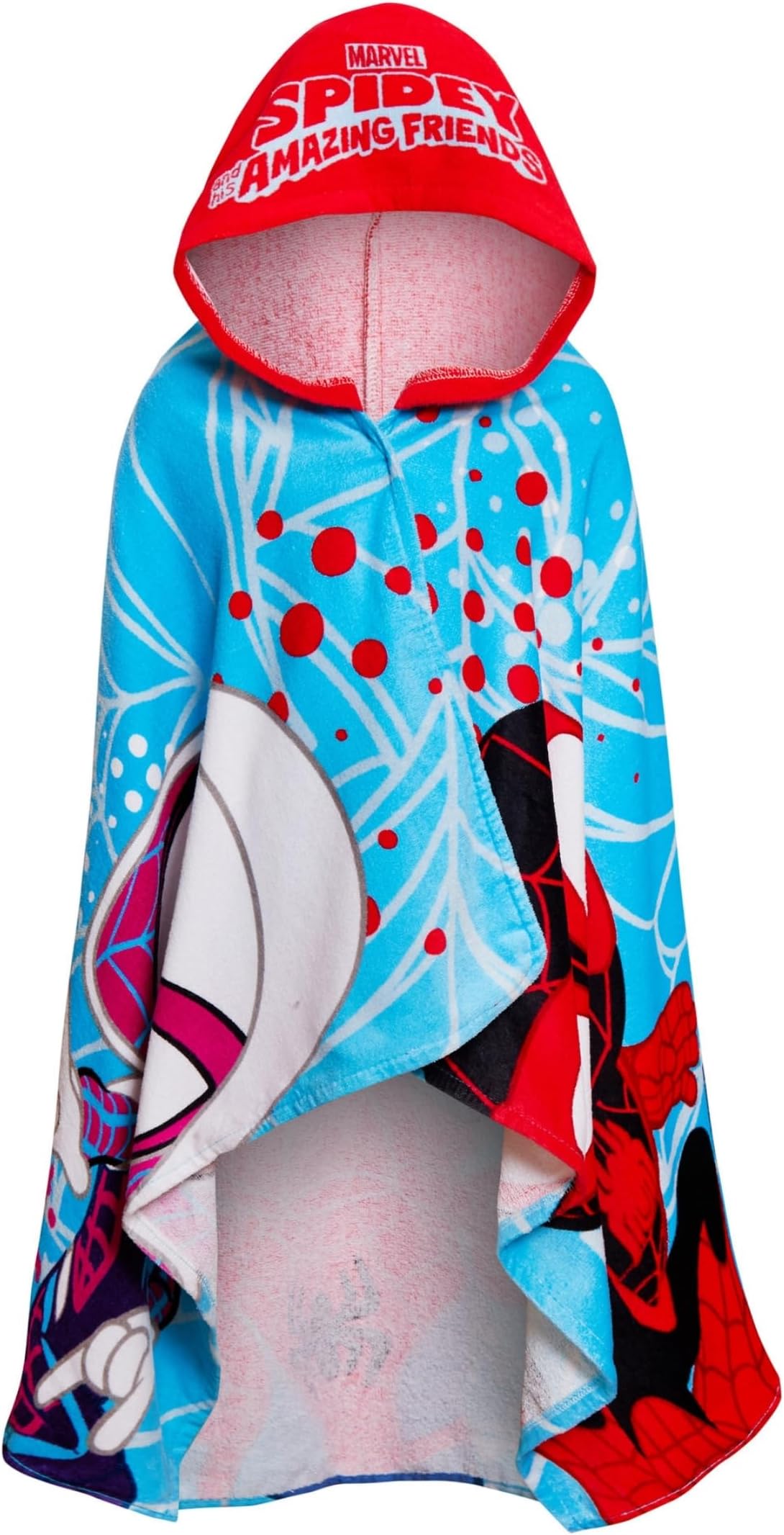 Marvel Spidey And His Amazing Friends Hooded Towel Spiderman Poncho Kids 100% Cotton Beach Bath Towel Swimming Wrap