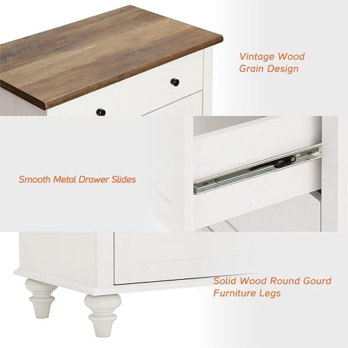 Miniatura 9 de WAMPAT Cómoda para dormitorio con 6 cajones y 2 puertas de vidrio, cómoda de madera moderna de mediados de siglo para niños con cómoda ancha,