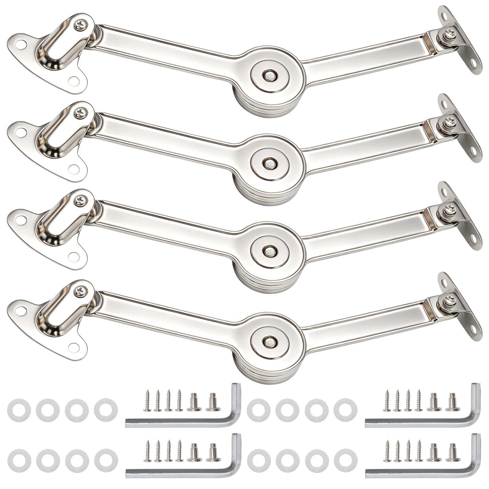 MospdyGear 4 Sets Lift Up Door Cabinet Hinges, Zinc Alloy, Featuring Noise-Reducing, with a Load Capacity of up to 22 kg, Suitable for Cabinet Doors, Wardrobes, Toolboxes