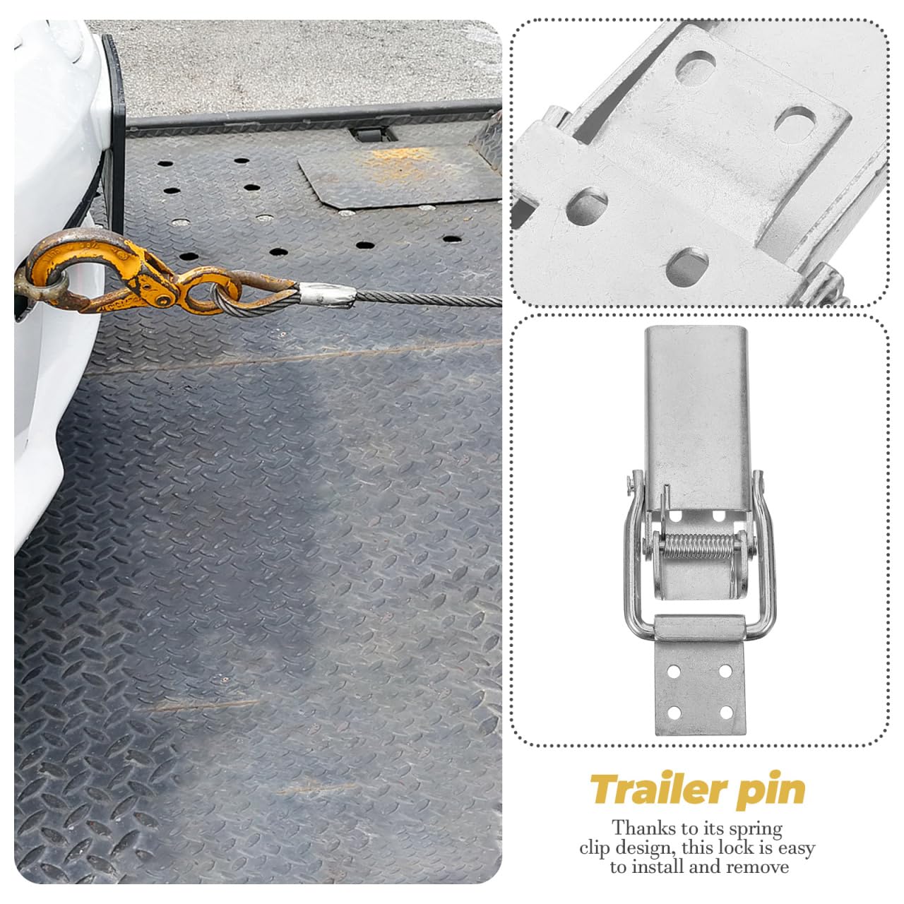 iplusmile Gancio di Bloccaggio per Rimorchio in Acciaio Inossidabile 7,09 x 2,76 x 0,79 Pollici – Sicuro Contro Movimenti Indesiderati Durante Il Trasporto – per Camion, Rimorchi e Container
