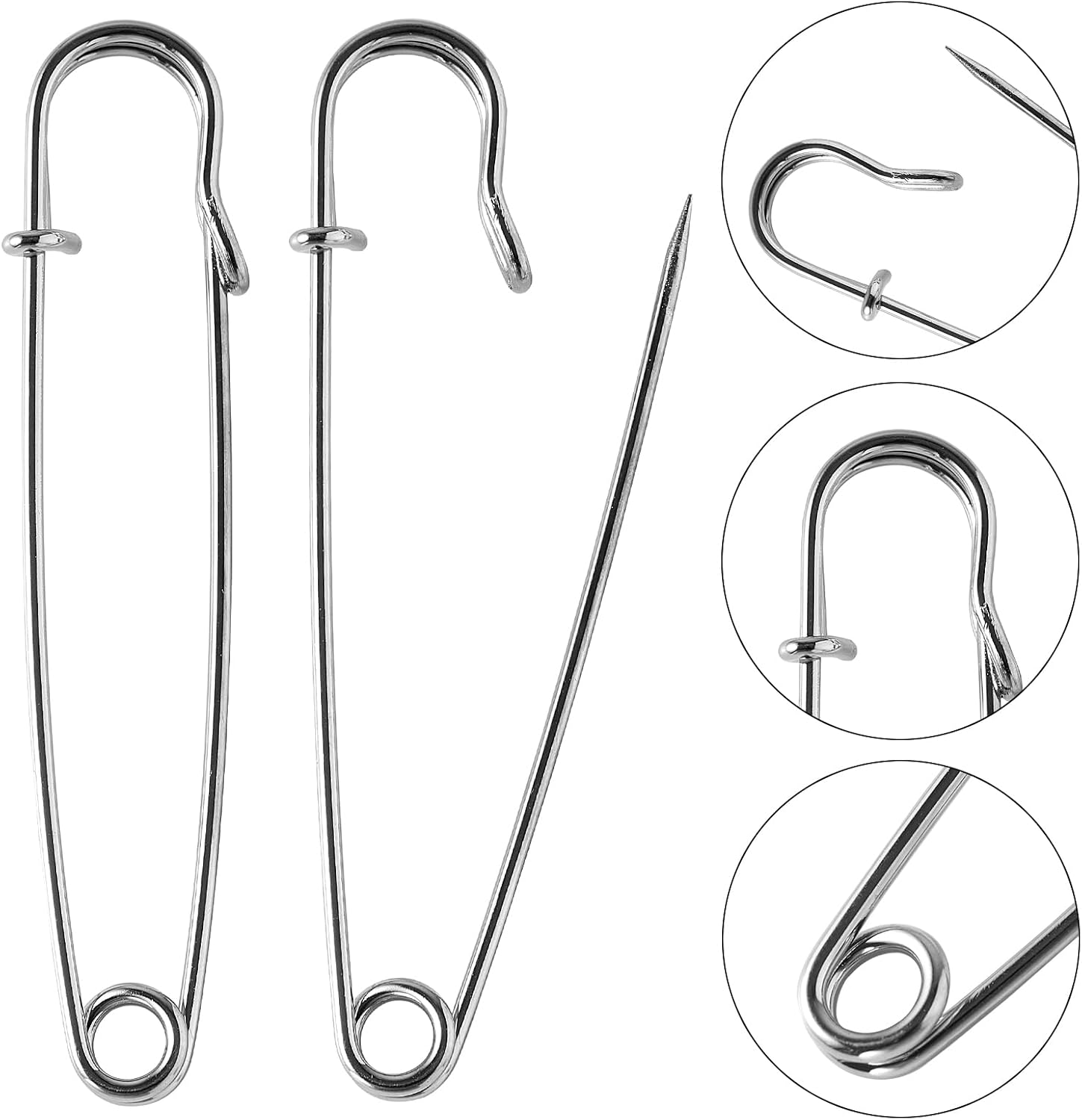 30 Pack Large Safety Pins, 2.75" Heavy Duty Blanket Pins for All Kinds of Handicrafts, Clothing, Blankets and Other Materials as Well as DIY Craftsmanship, Safe and Durable