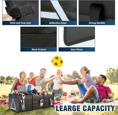 Miniatura 4 de K KNODEL Organizador resistente para maletero de automóvil con bolsa térmica de aislamiento premium, 3 compartimentos plegable resistente para