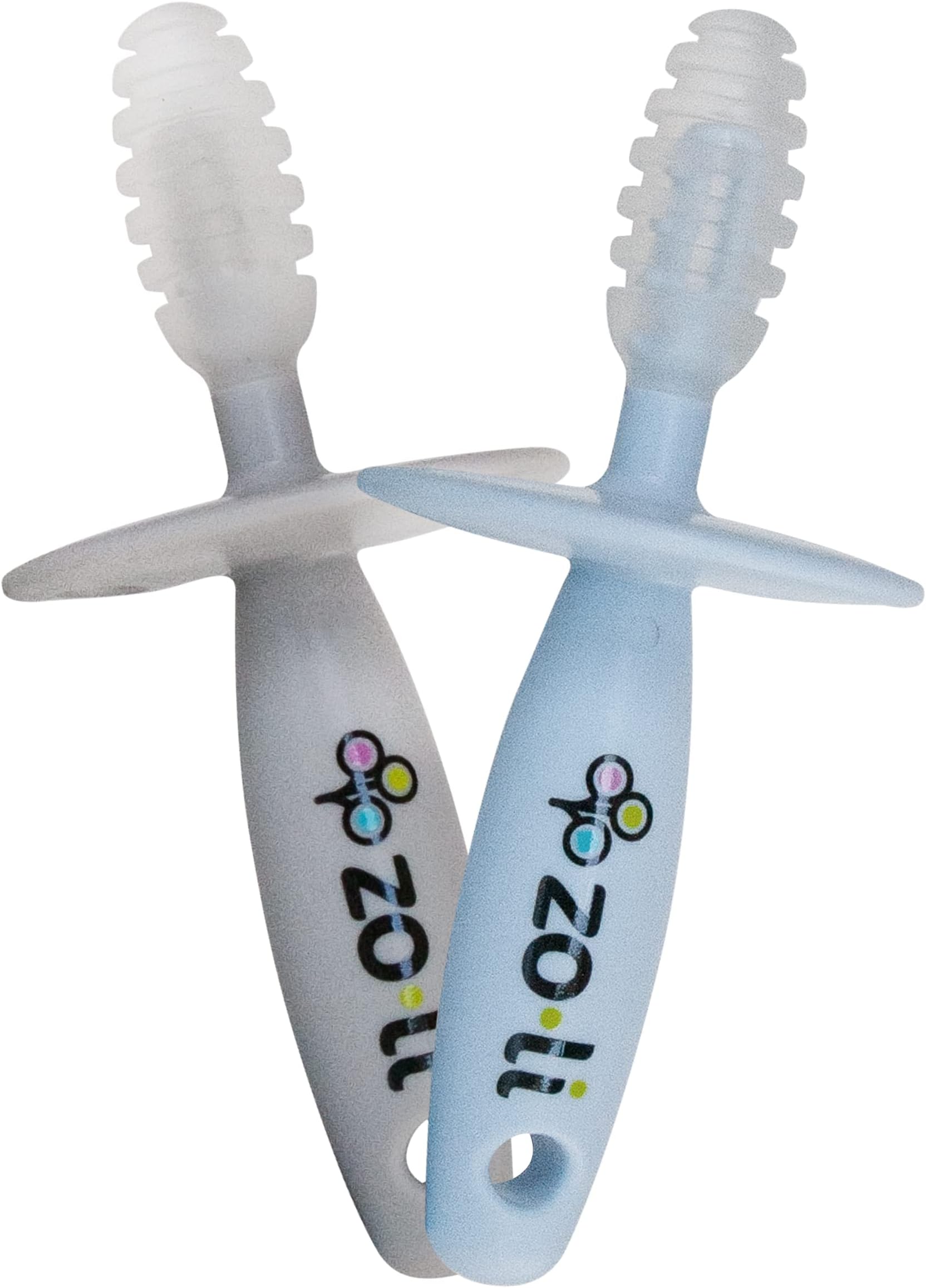 ZoLi Chubby Gummy teether | 2 Pack Baby Teething Relief - Blue/Grey, BPA Free Teething Stick