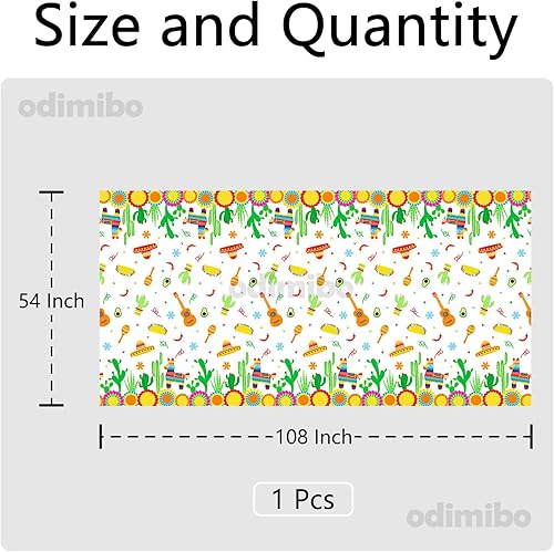 Miniatura 2 de odimibo Mantel de plástico desechable para fiesta, diseño de cactus, llama, taco, mexicano, fiesta de cumpleaños, Cinco de Mayo, manteles